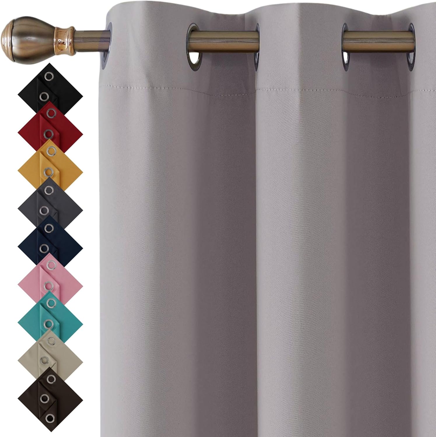 Thermal Insulated Blackout Ring Top Eyelet Curtains for Bedroom windows 2 Panels...