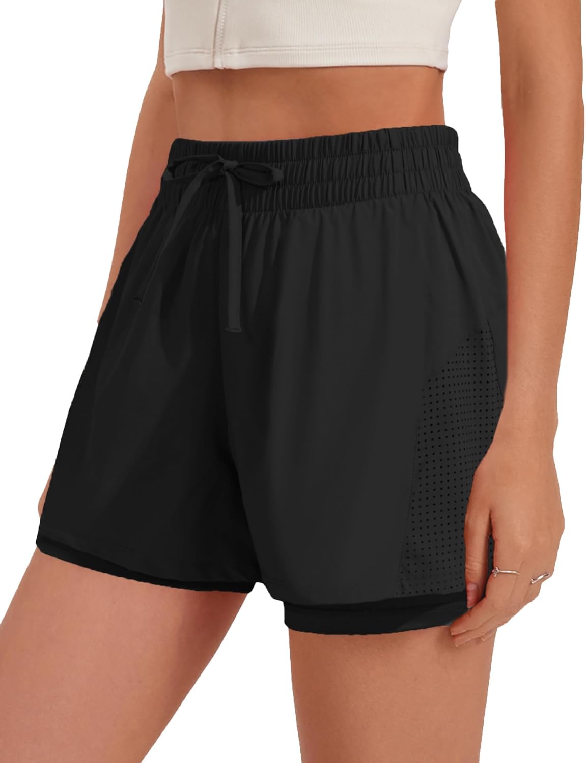 PINSPARK Athletic Shorts for Women, Special 2 in 1 Workout Shorts, Innovative Hi...