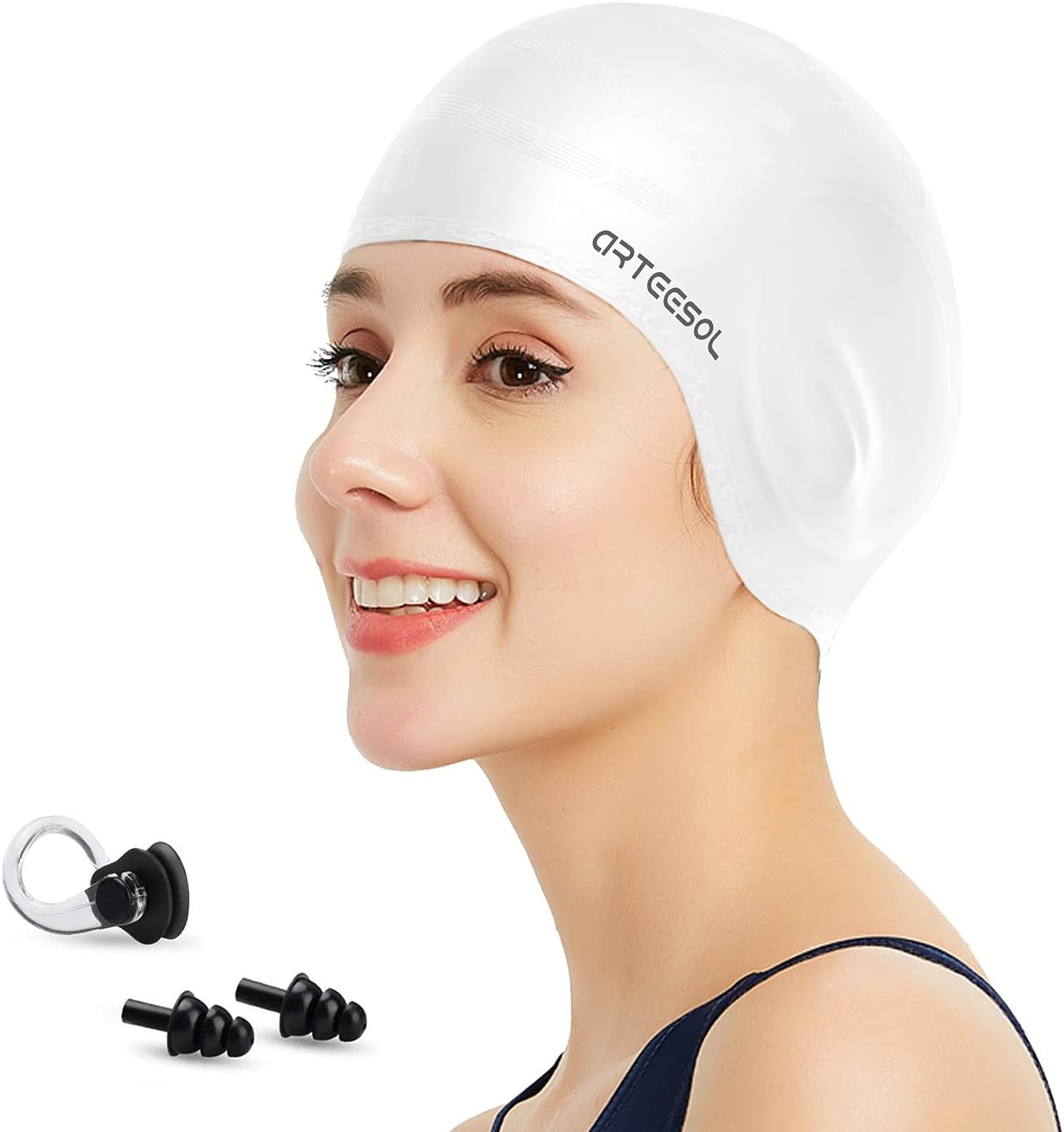 Blackace Arteesol Swimming Cap, Special Swimming Hat with Silicone Swim Cap, Inn...