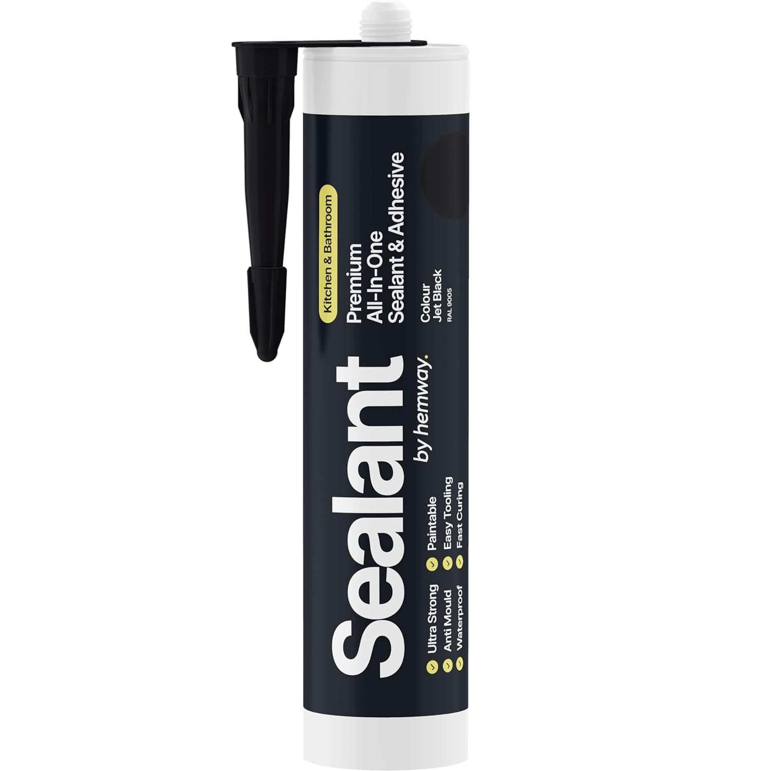 Jet Black 300ml Hybrid Polymer Sealant Adhesive Kitchen Bathroom Sanitary Anti-M...