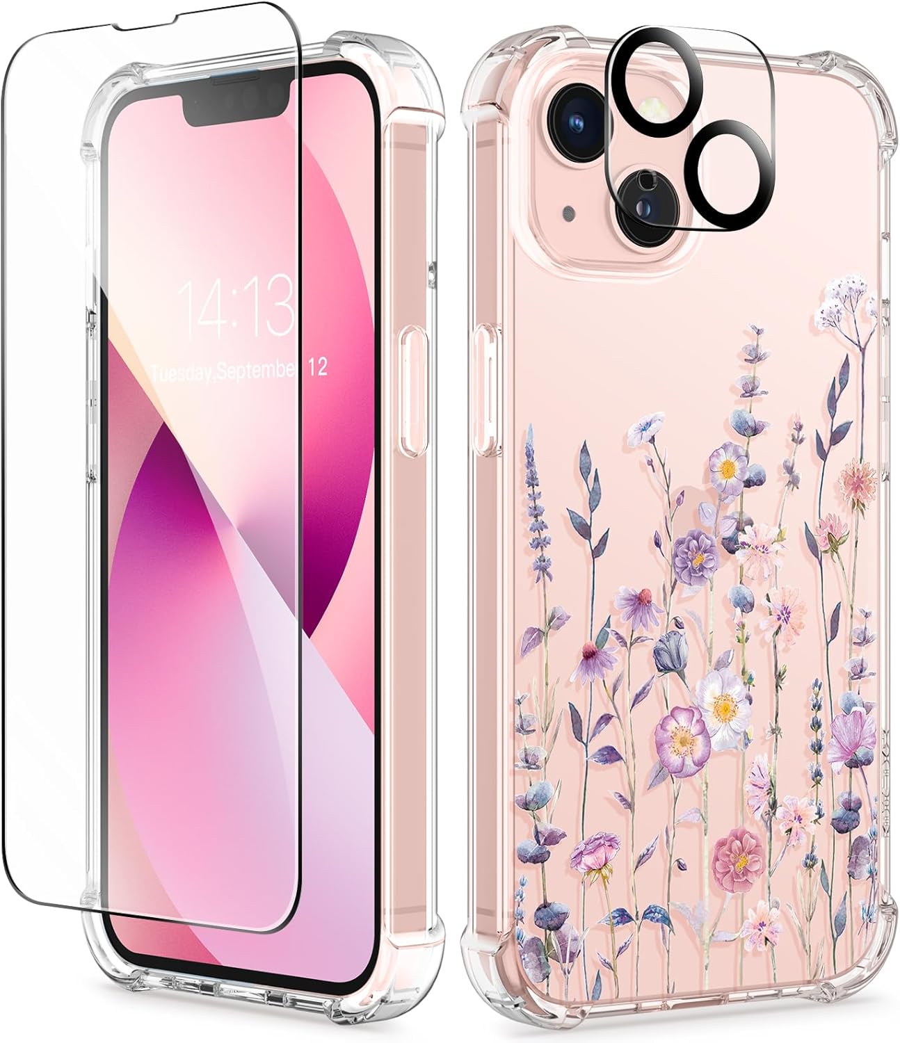 GVIEWIN Compatible with iPhone 13 Case 6.1 Inch 2021,with Tempered Glass Screen...