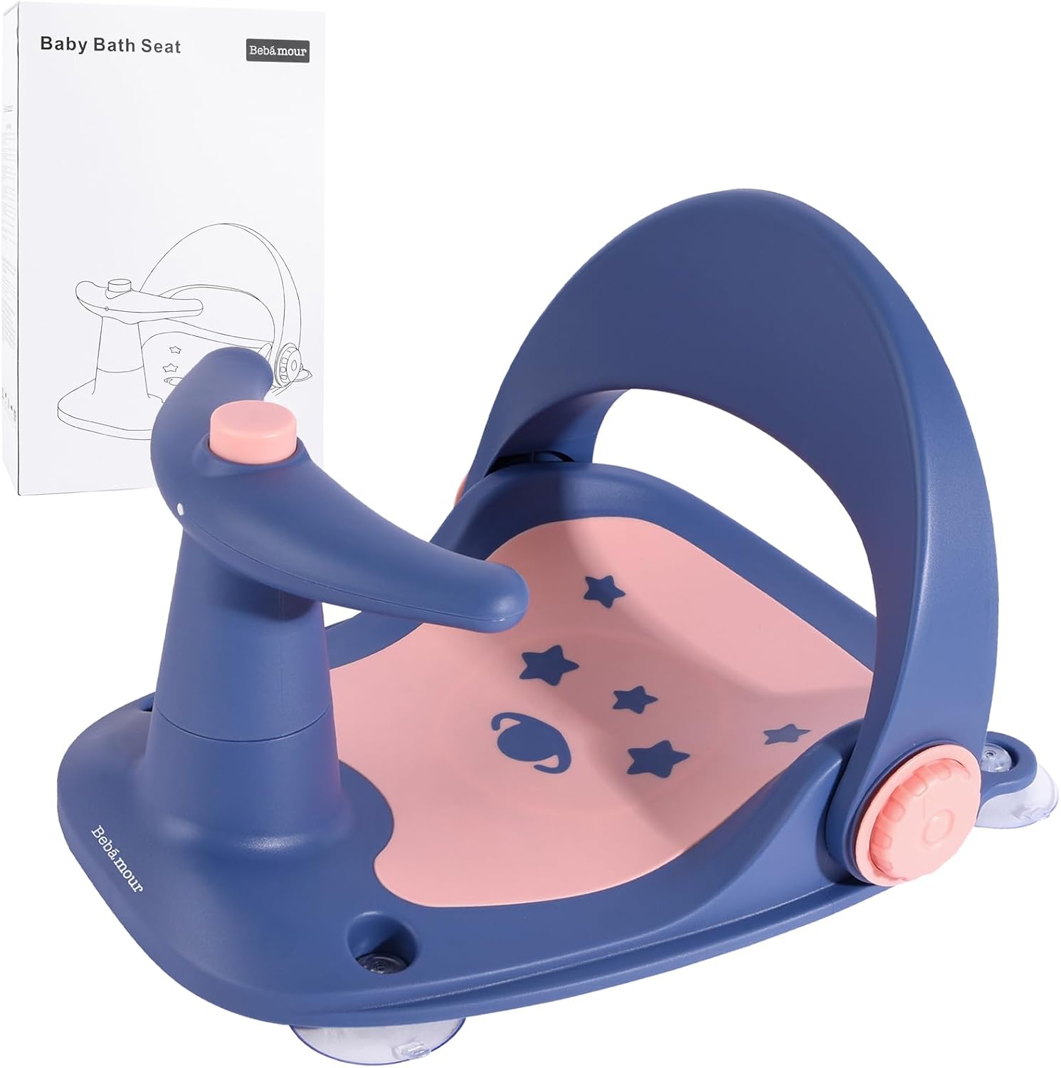 Bebamour Baby Bath Seat 6 Months Plus Folding Stand Baby Bath Tub with Strong Su...