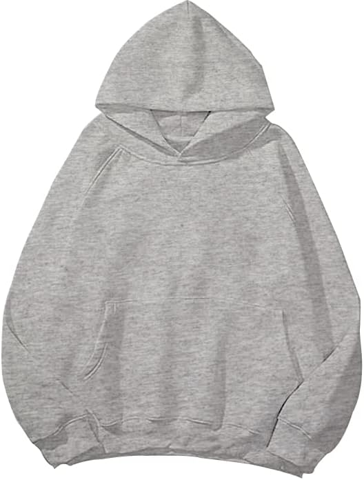 Lauweion Women Solid Basic Fleece Letter Loose Hoodie Sweatshirt Long Sleeve Kan...