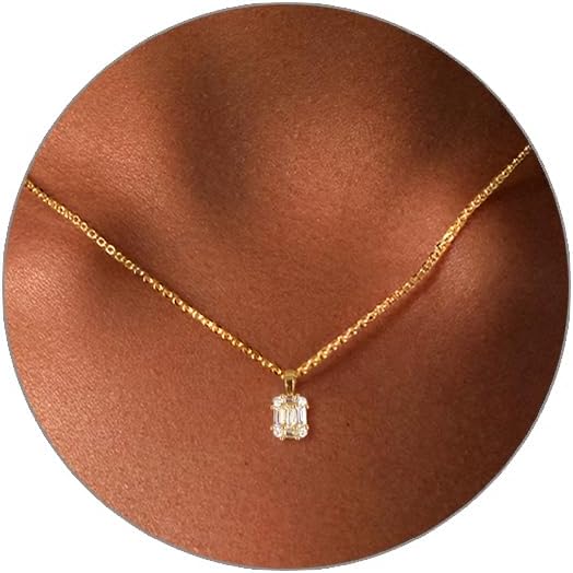 Luxval Diamond Pendant Gold Necklace for Women，Dainty 18k Gold Plated Choker Ne...
