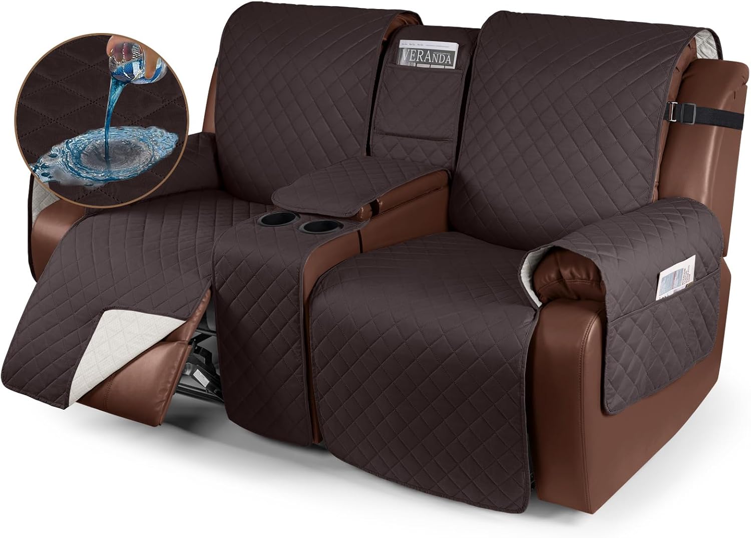 KinCam 100% Waterproof Recliner Loveseat Cover, Special Reclining Couch Covers f...