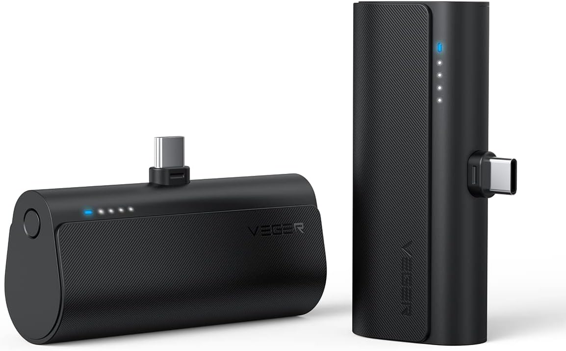 VEGER 2 Packs of USB C Portable Chargers,5000mAh Mini Power Bank 20W Fast Chargi...