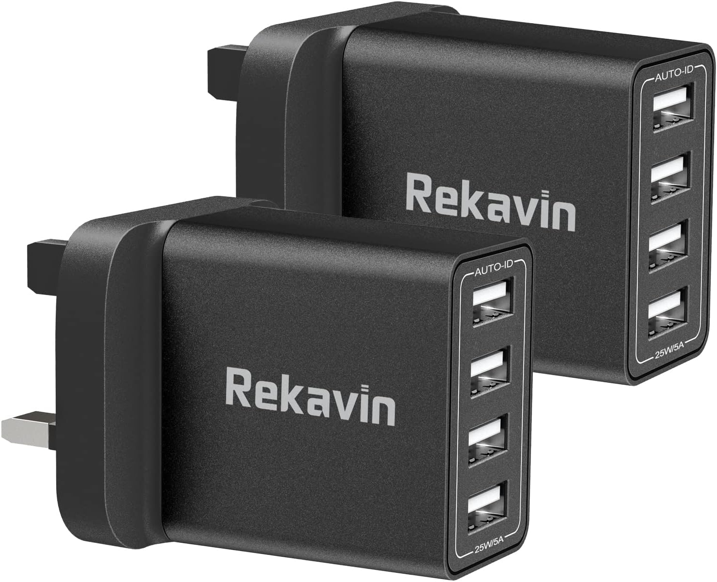 Multi USB Plug UK Charger, Special 2 Pack 4 Port Multiple USB Plug Adaptor UK, I...