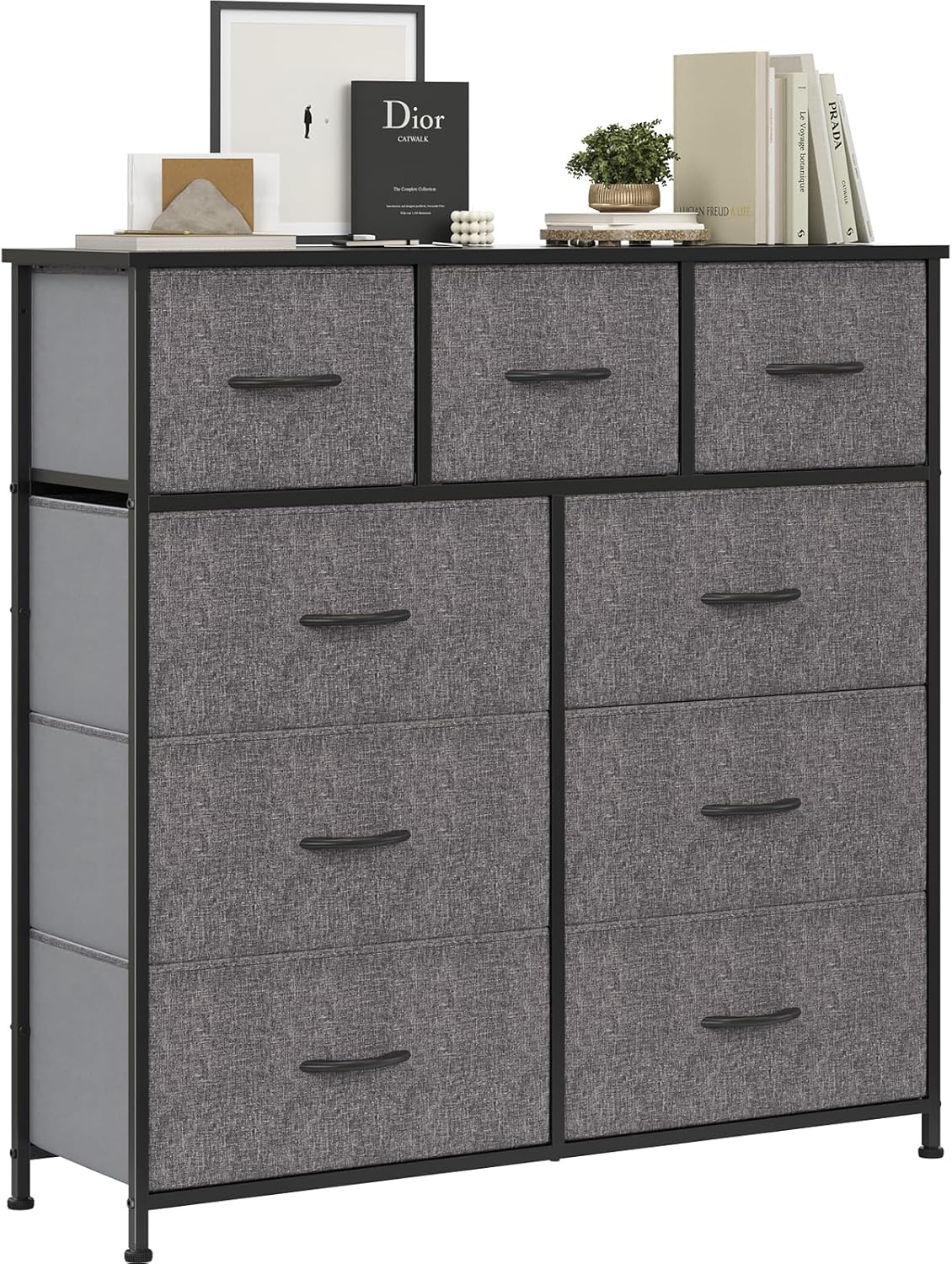 Farini 9 Drawers Dresser for Bedroom, Fabric Drawers Chest Tower with Durable St...