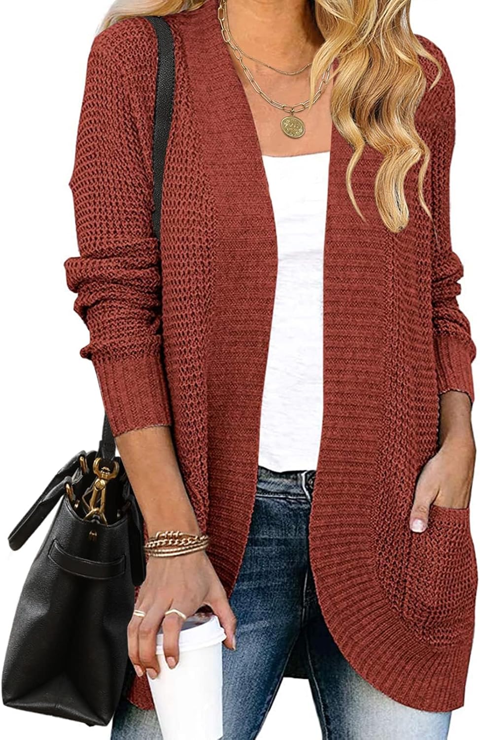 ZESICA Women's Cardigan, Special Long Sleeve Open Front Casual Outerwear, Innova...