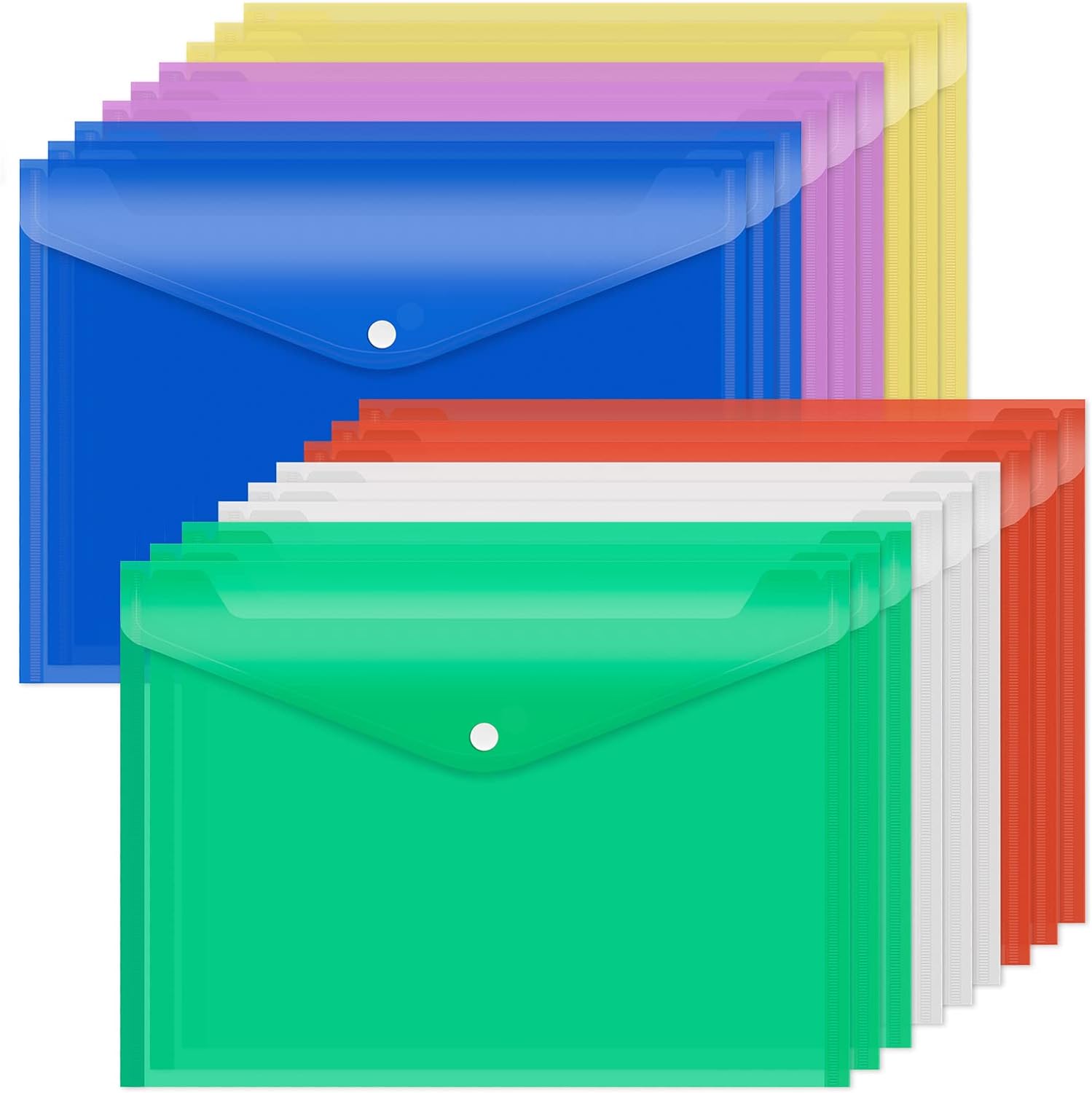 18 Packs Plastic Wallet Poly Envelopes, A4 Clear File Bags Document Folders Docu...