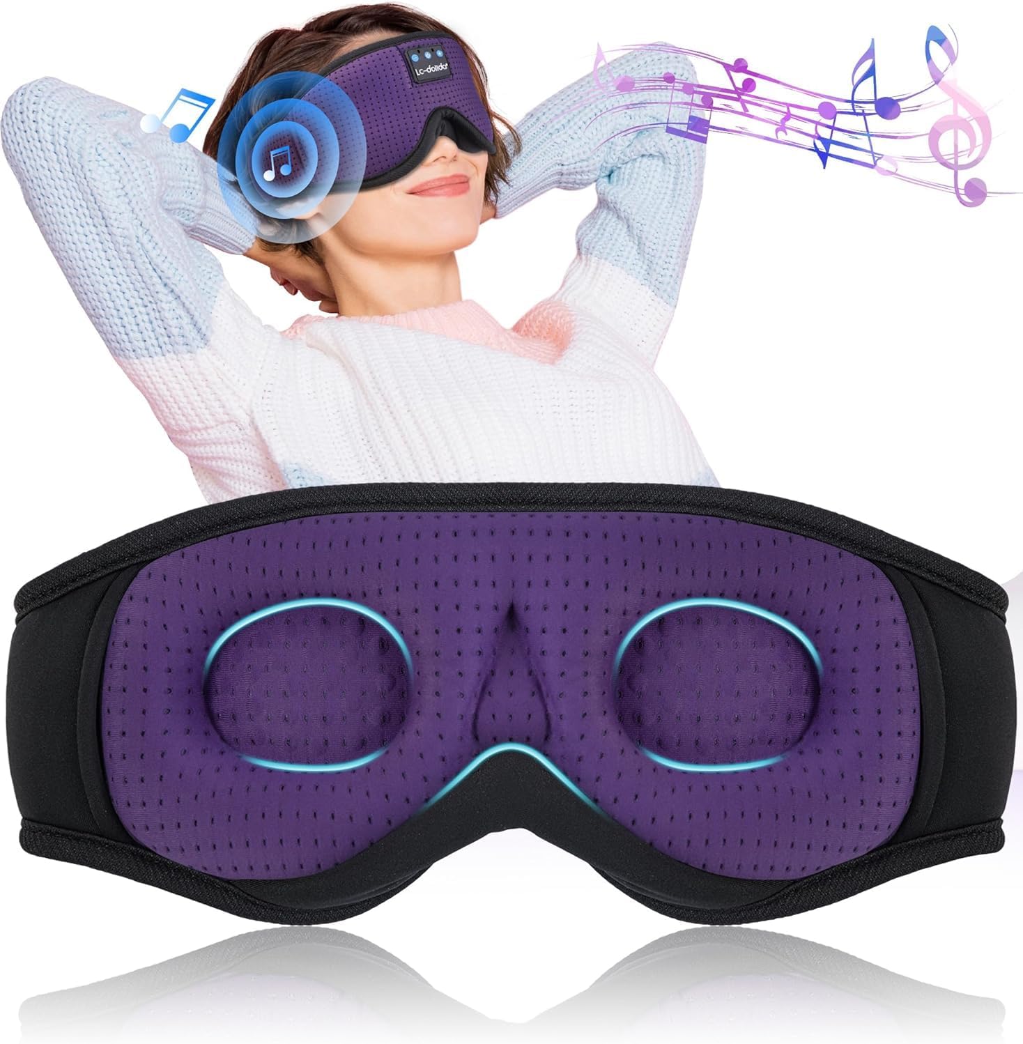 LC-dolida Bluetooth Sleep Mask Headphones, Upgraded 3D Eye Mask with Bluetooth H...