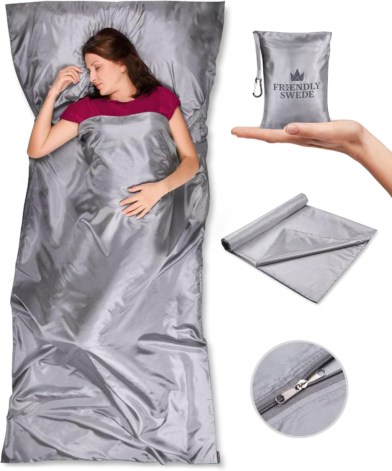 The Friendly Swede Sleeping Bag Liner Ultralight - Thin Travel Sheets for Hotel...