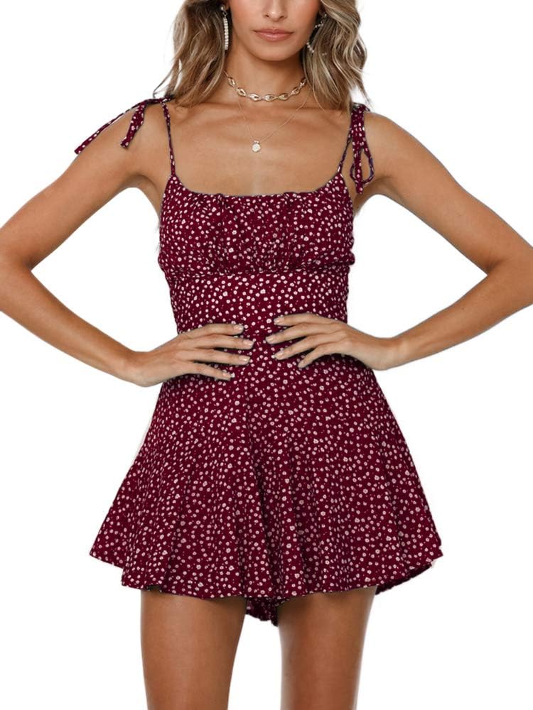 Jeanewpole1 Women's Romper, Special Boho Floral Wide Leg Short, Unique Women's S...