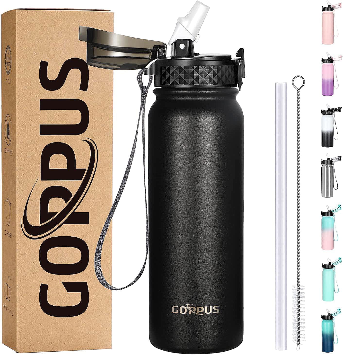 GOPPUS 20oz Insulated Stainless Steel Water Bottle, Special Reusable Leakproof W...
