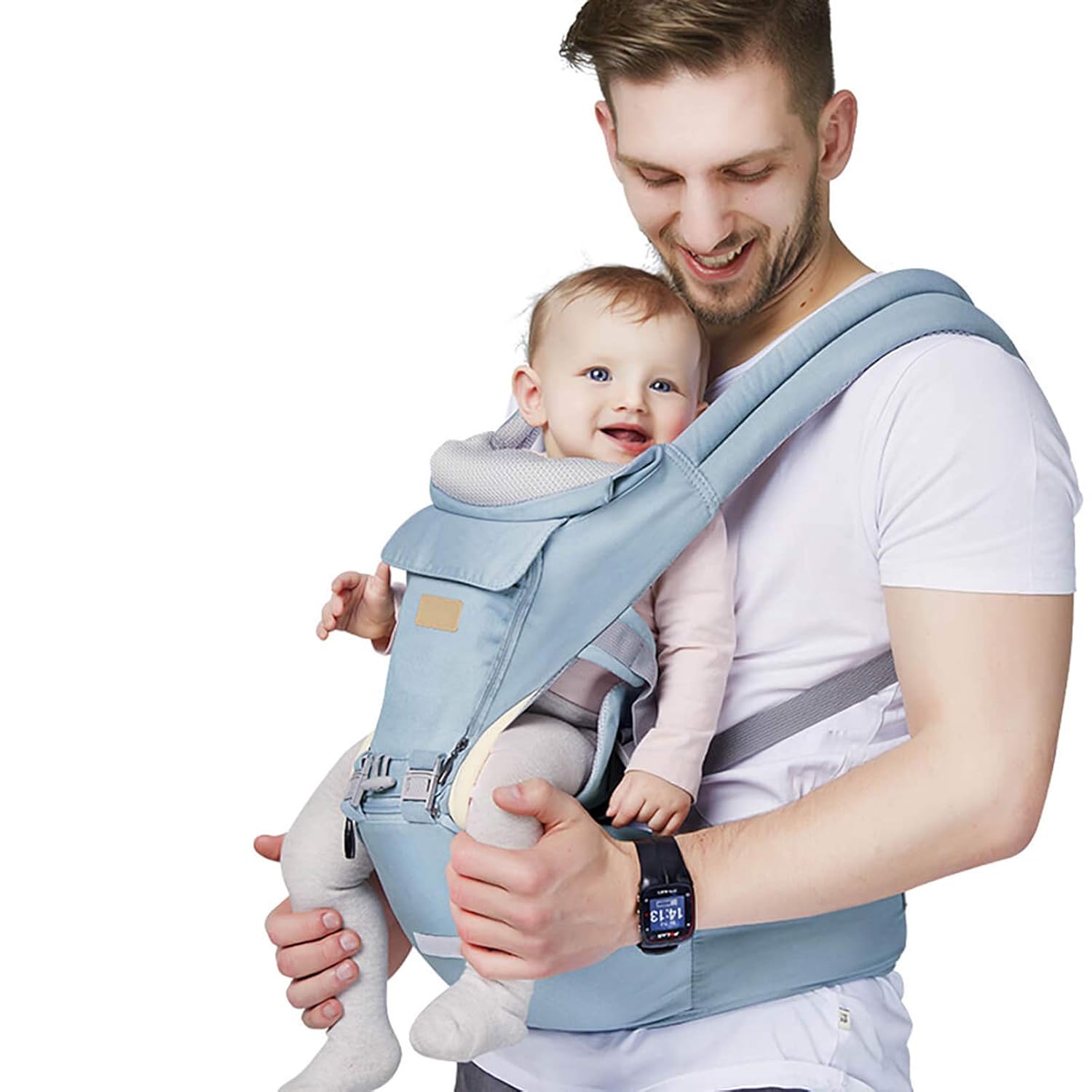 FRUITEAM 6-in-1 Baby Carrier with Waist Stool/Hip Seat for Breastfeeding, One Si...