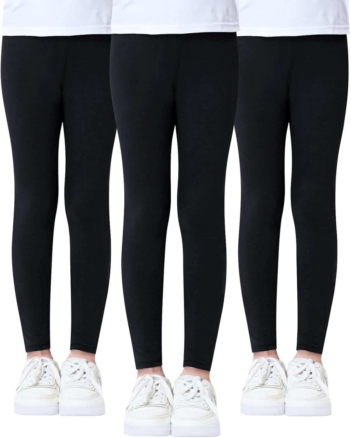 Domee Girls Leggings Cotton Full Length Plain Toddler Trousers Pack of 3 5-6 Yea...