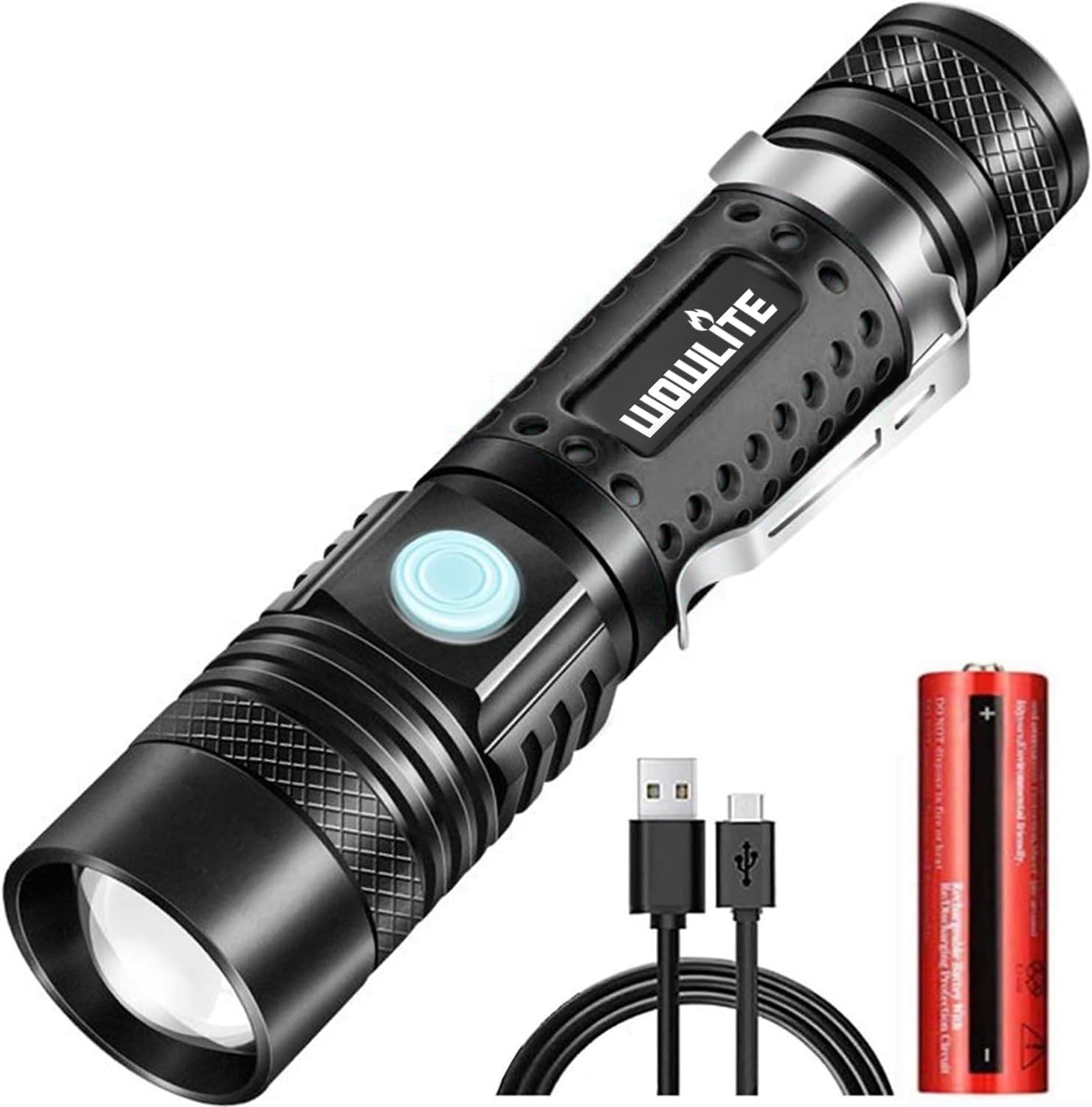 Torch Rechargeable, Adjustable Focus Torches LED Super Bright with 4 Modes, Port...
