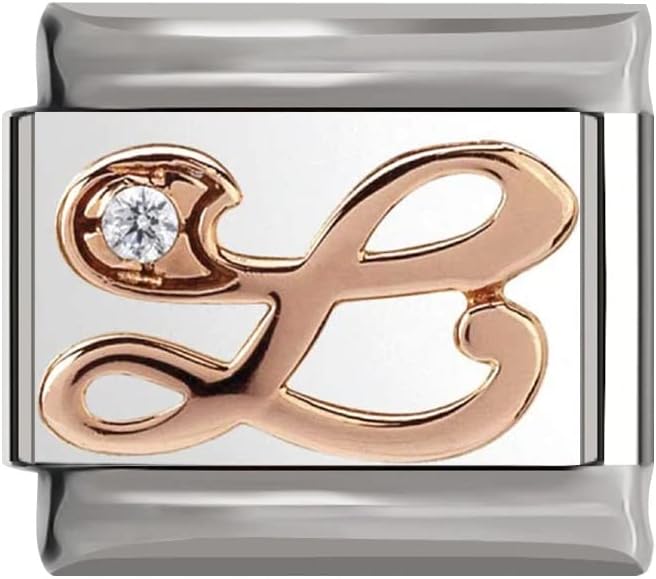 Italian Charms Rose Gold, Special Charm Link fits all 9mm Bracelet, High-Quality...