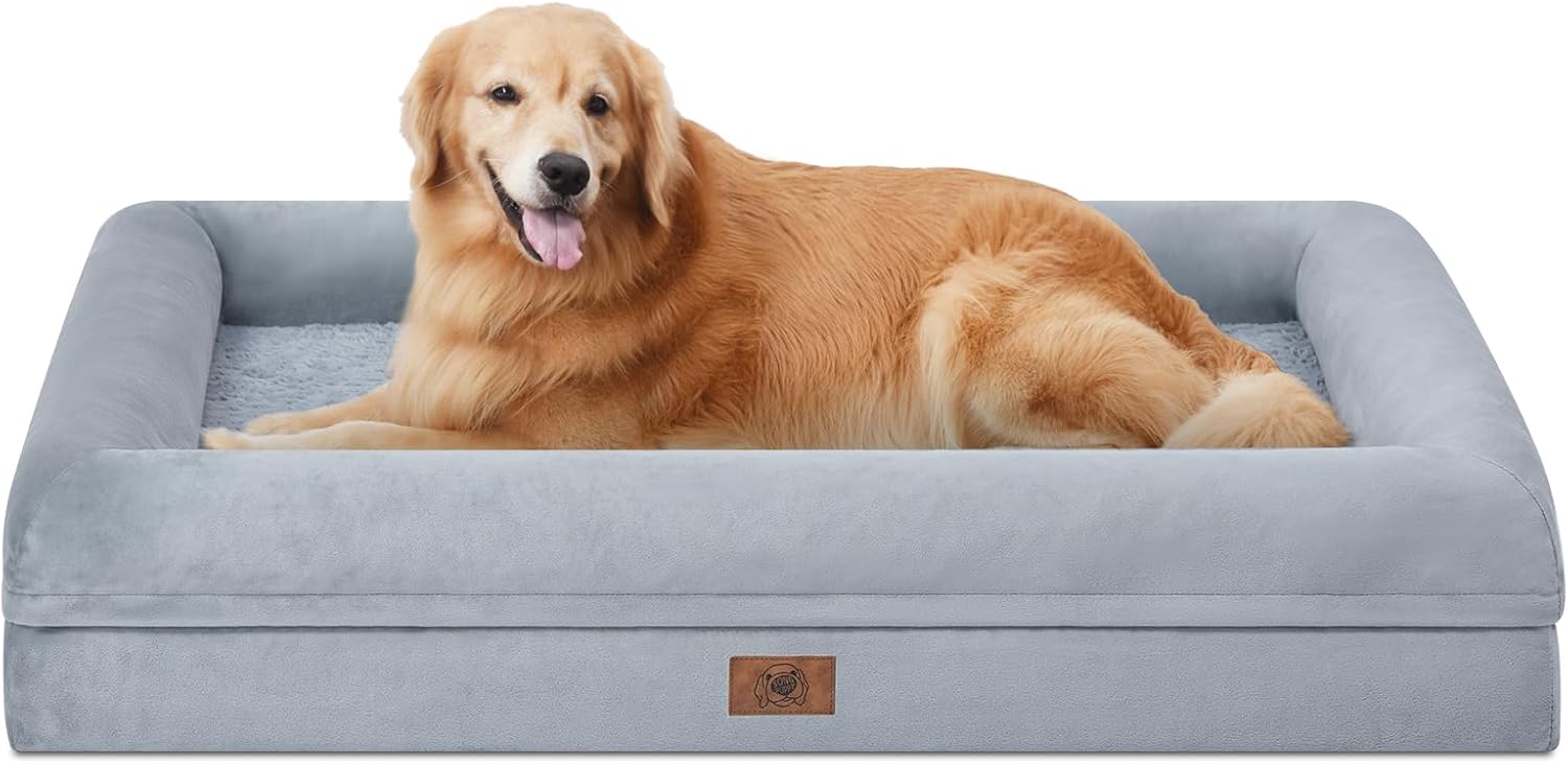 Orthopedic Washable Large Dog Bed, Unique Dog Bed Bolster Waterproof, Special Do...
