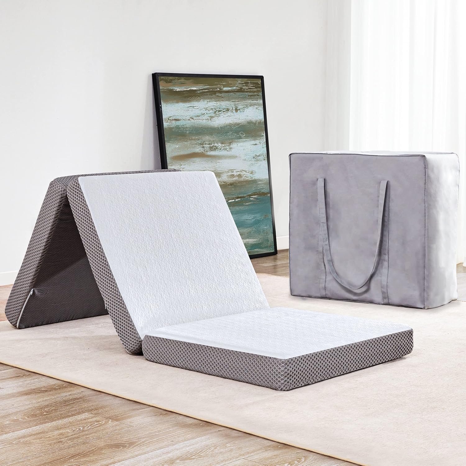 Kingfun Memory Foam Folding Mattress, 4 Inch Gel-Infused Foldable Floor Mattress...