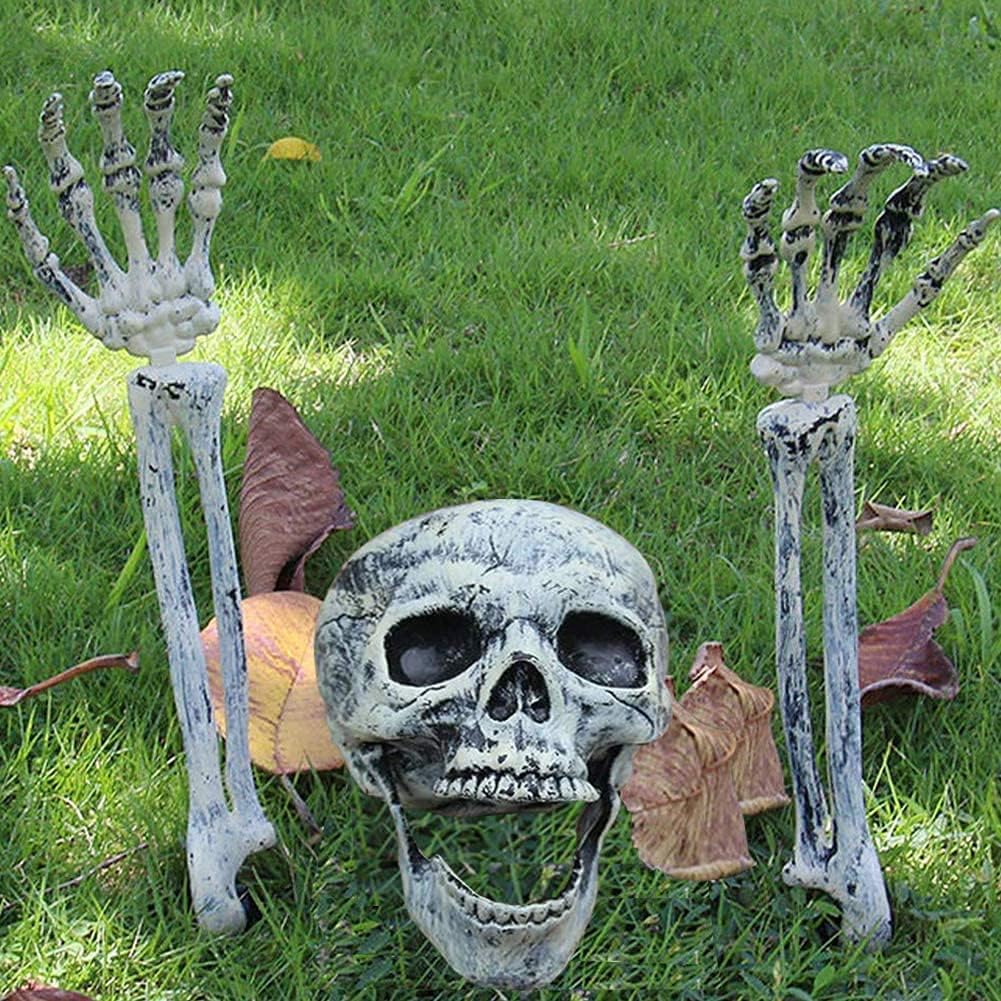 Zemolo 3Pcs Halloween Skeleton Decorations Skull Spooky Hand and Head Set Scary...