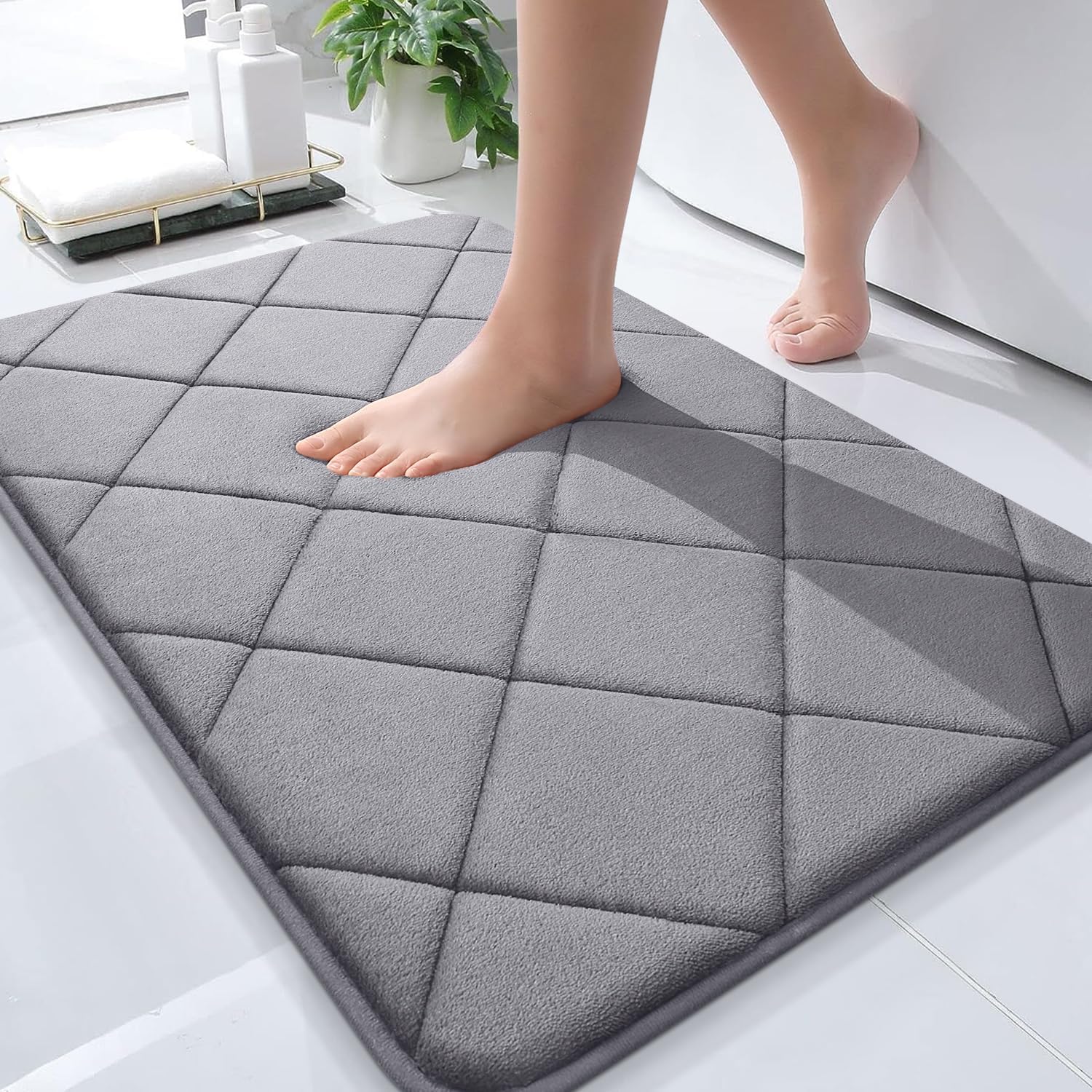 OLANLY Memory Foam Bath Mat, Special Ultra Soft Bath Mat with Absorbent Bathroom...