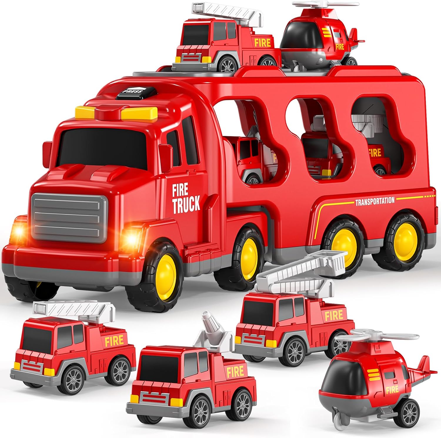 TEMI Fire Trucks Boy Toys for 3-5 Year Old Toddlers - Toys for 3 4 5 6 7 Years O...