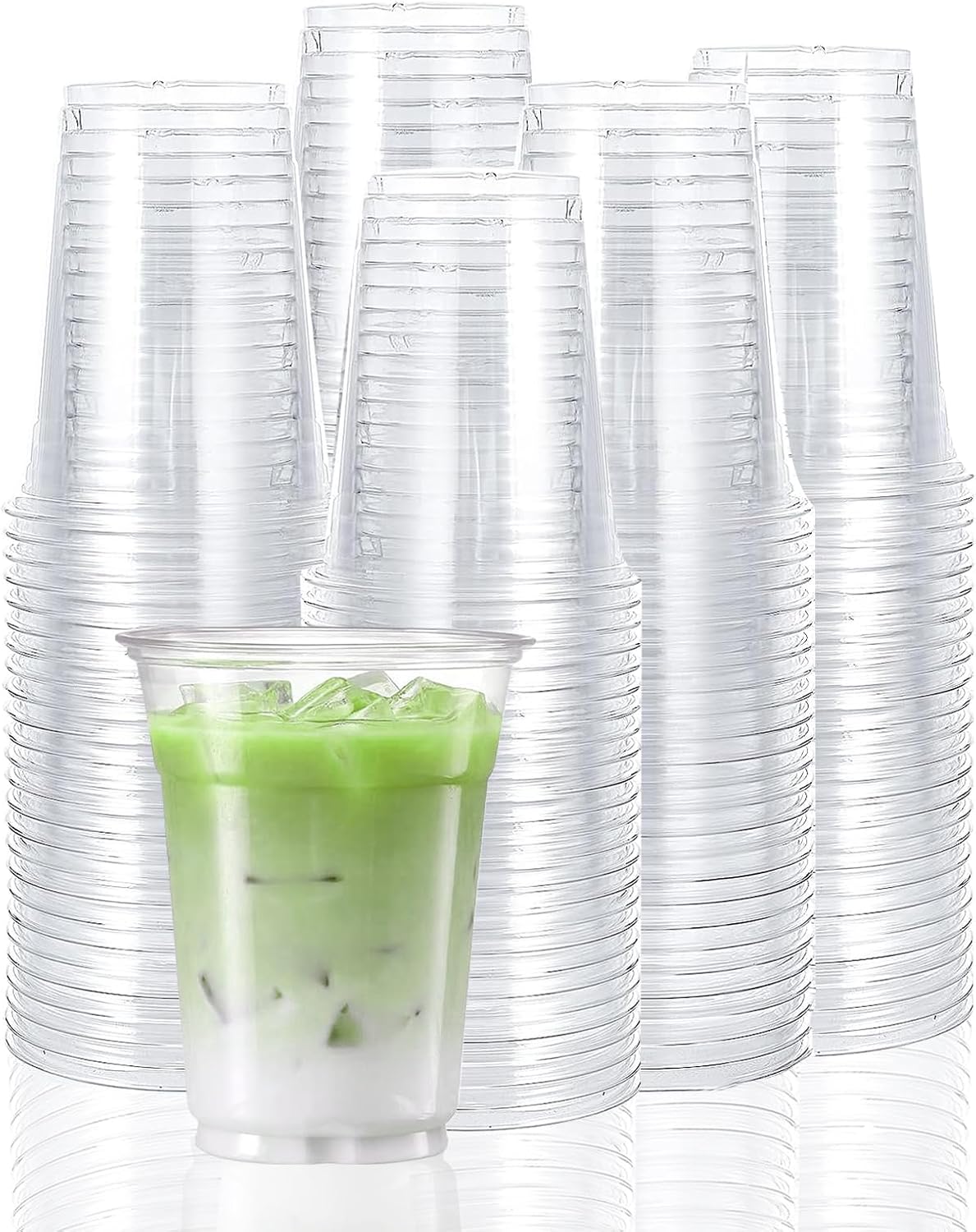 TashiBox 12 Ounce - 100 Count Plastic Cups for Cold Drink, Disposable Coffee Cup...