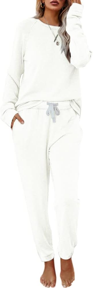 Eurivicy Women's Solid Sweatsuit Set, Special 2 Piece Long Sleeve Pullover and D...