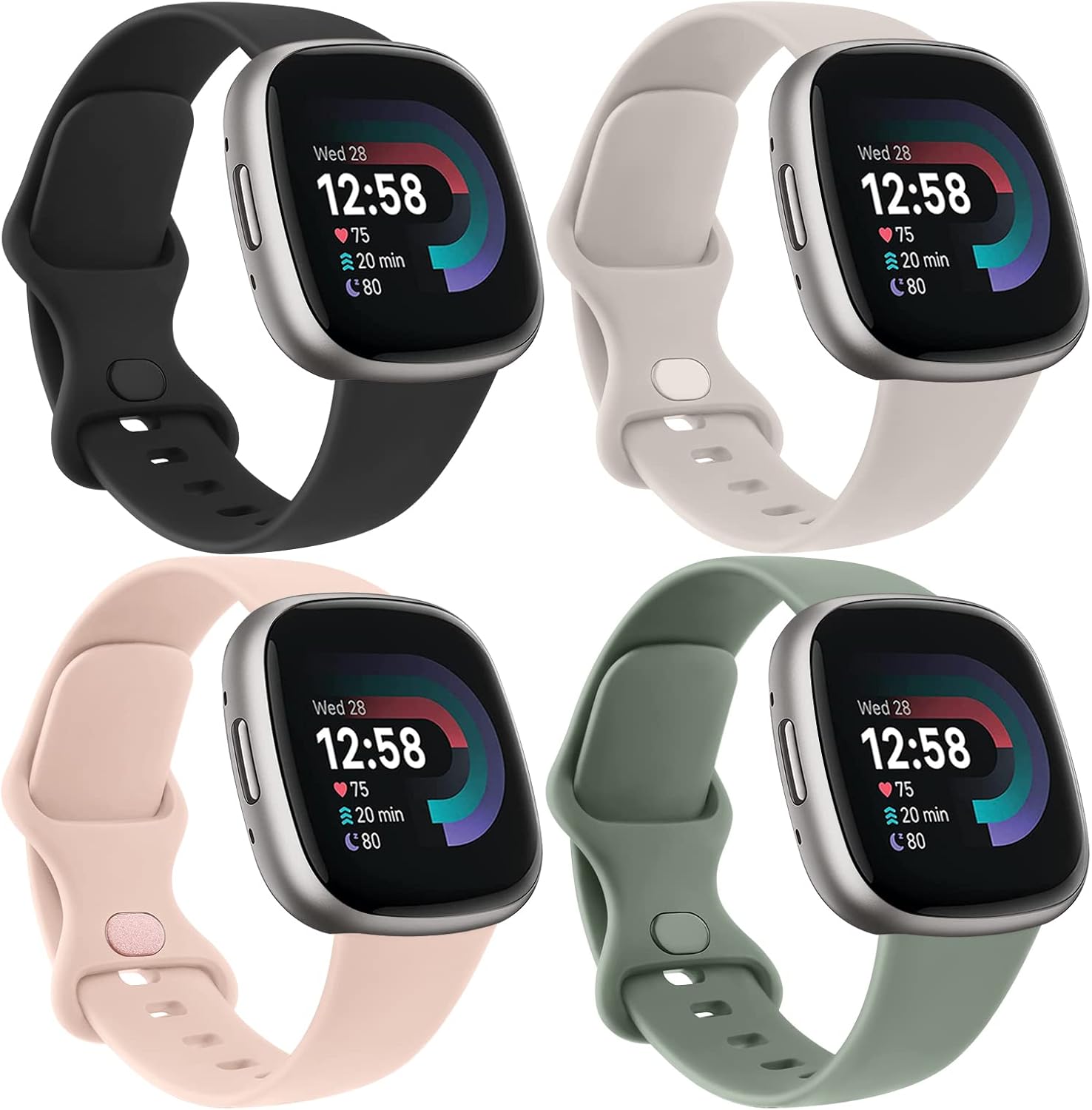 AK 4 Pack Straps Compatible with Fitbit Versa 3 Straps/Fitbit Versa 4 Strap/Fitb...