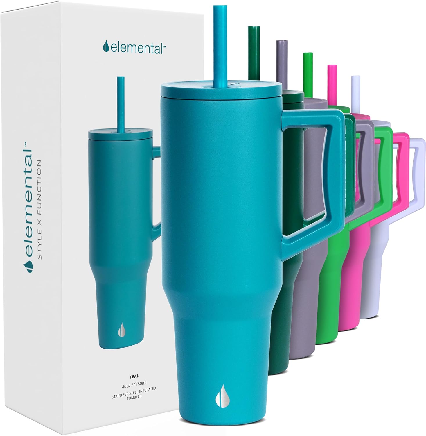 Elemental Tumbler, Special 40 oz Tumbler with Handle and Straw, High-Quality Ins...
