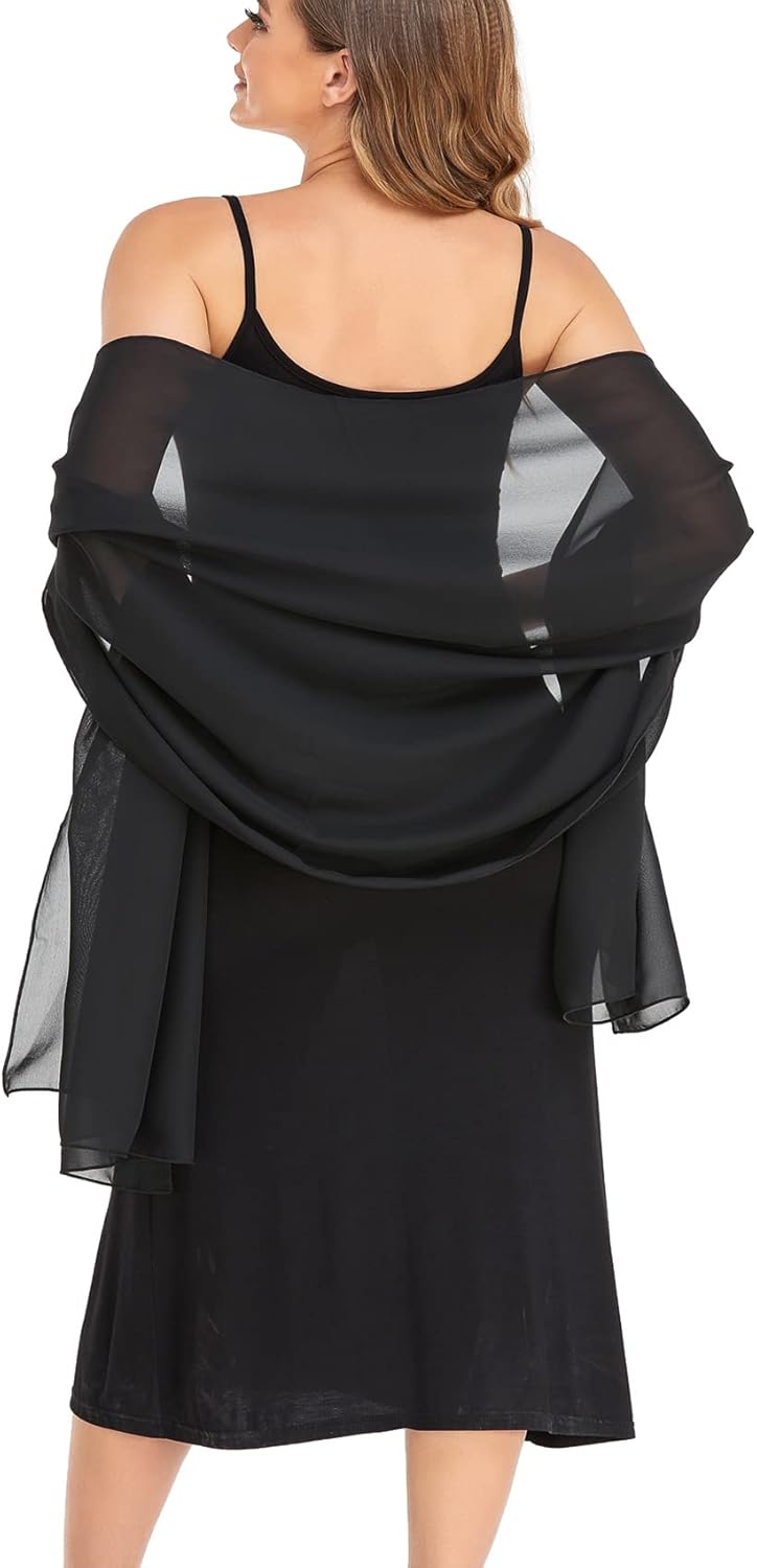 Shawls and Wraps for Evening Dresses Sheer Chiffon Women Elegant Soft Silky Wrap...