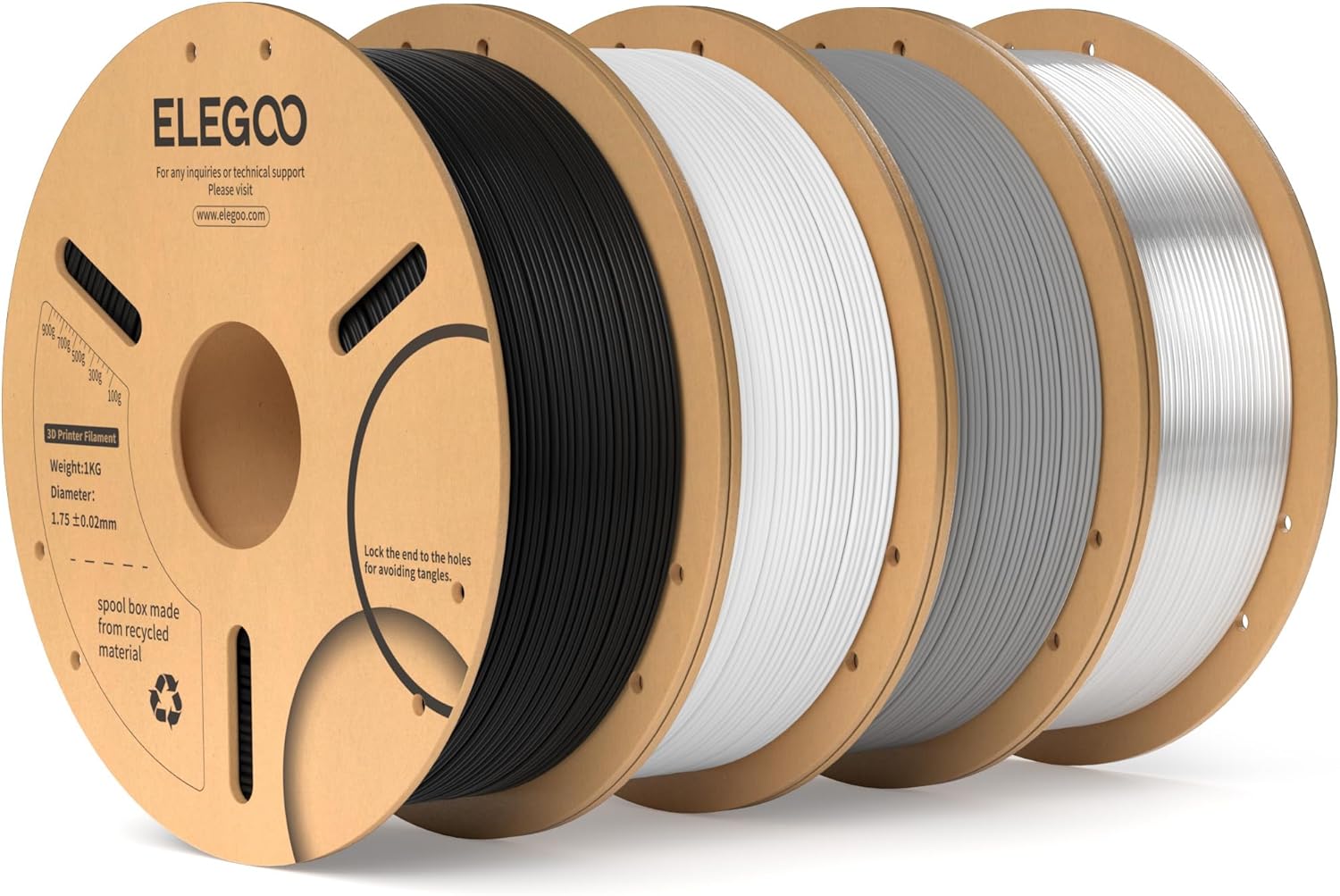 ELEGOO PLA Filament, Special 1.75mm Bundle for 3D Printing, High-Quality 4KG Fil...