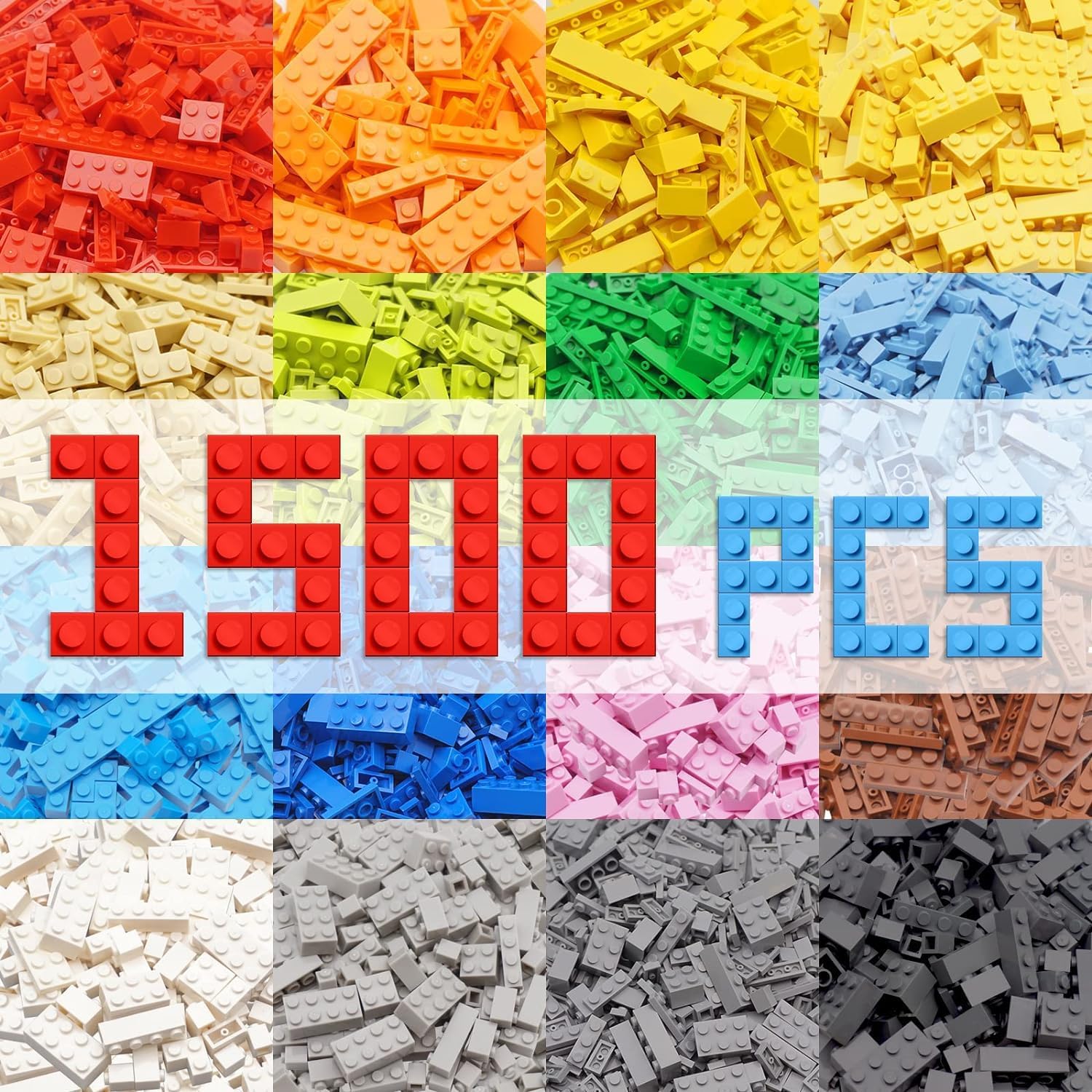 HIUME Building Bricks Classic 1500 Pieces Kids Bui...
