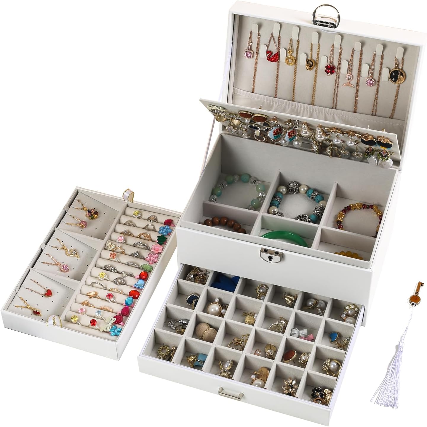 BOOVO Earring Jewelry Box For Women Girl Stud Organizer, 5 Layers Girl Jewelry O...