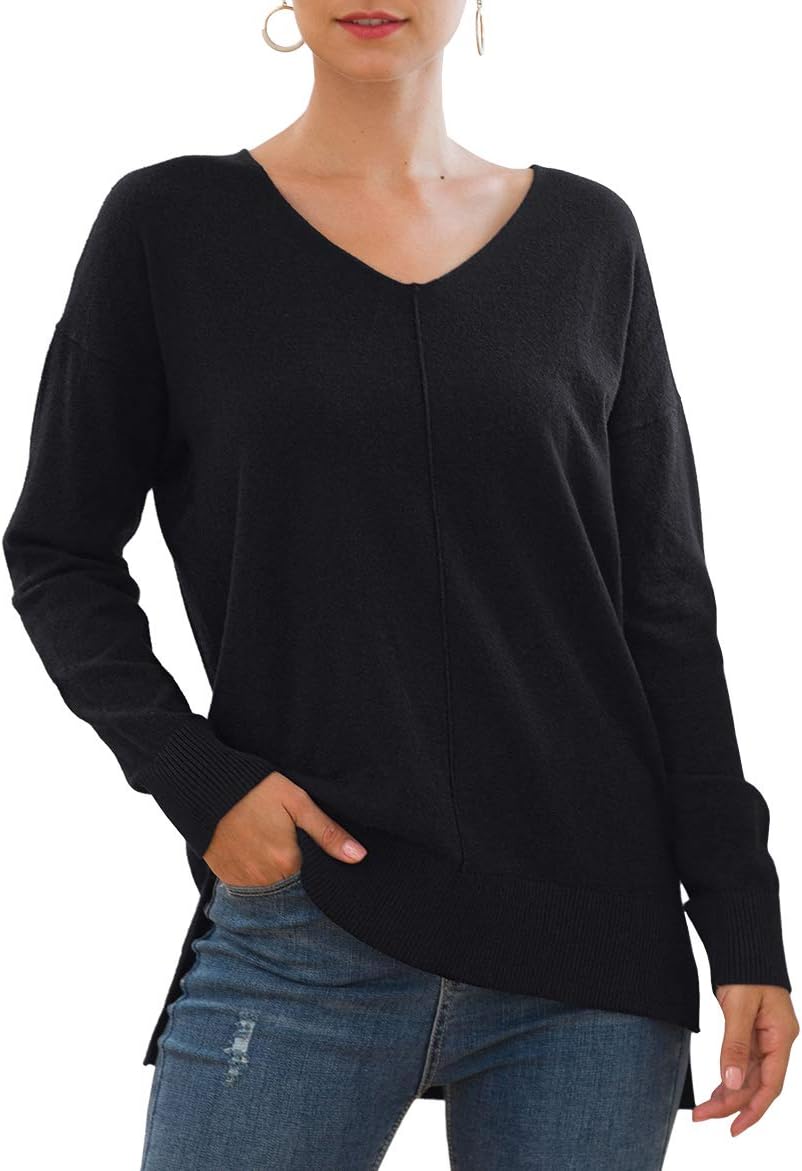 Jouica Women's Casual Lightweight V Neck Batwing Sleeve Knit Top Loose Pullover...