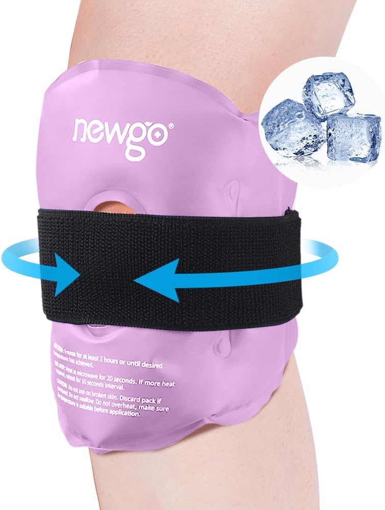NEWGO Knee Ice Pack Wrap Reusable Gel Ice Wrap for Leg Injuries, Hot Cold Pack f...