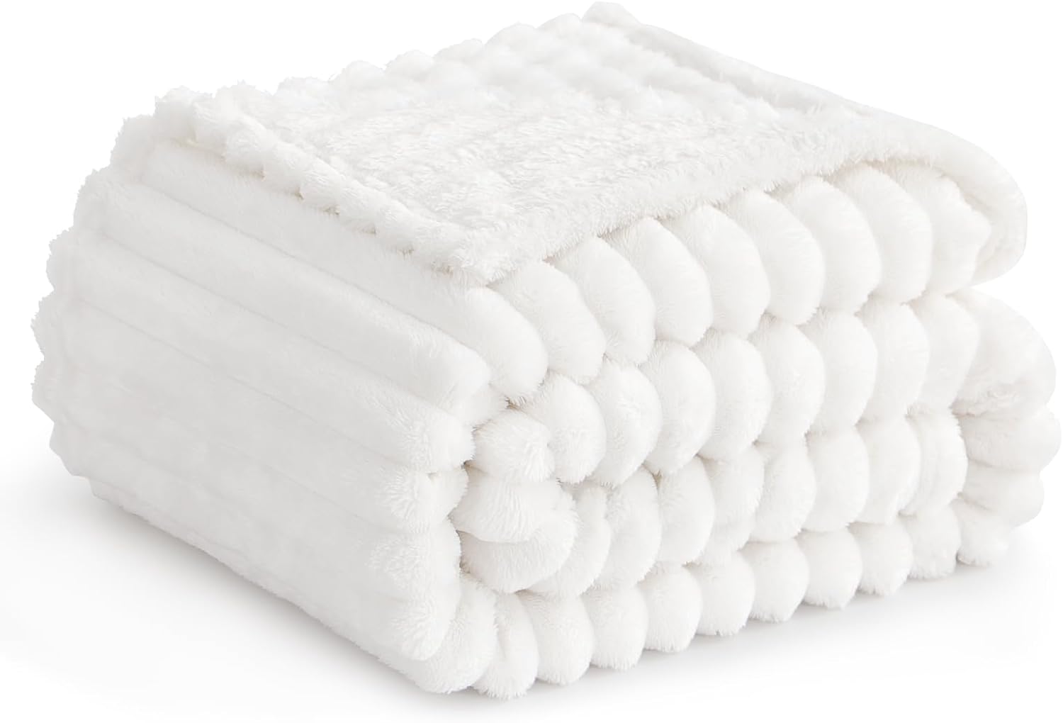 RUIKASI Soft Fleece Blanket Off White Throws - Fluffy Warm Throw Blanket for Sof...