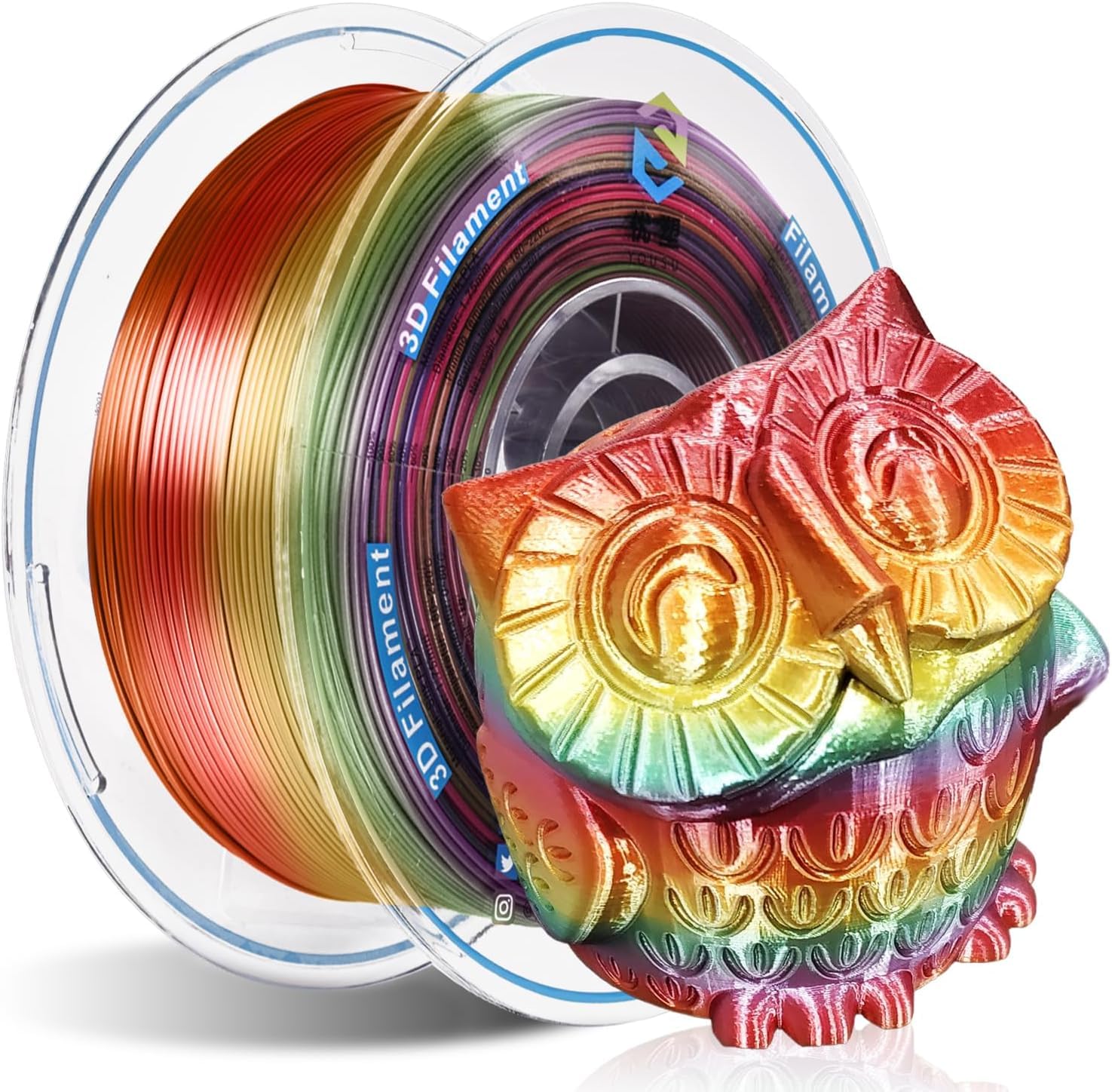 YOUSU Silk Rainbow PLA Filament,Shiny Multicolor 3D Printer Filament 1.75mm 1kg,...