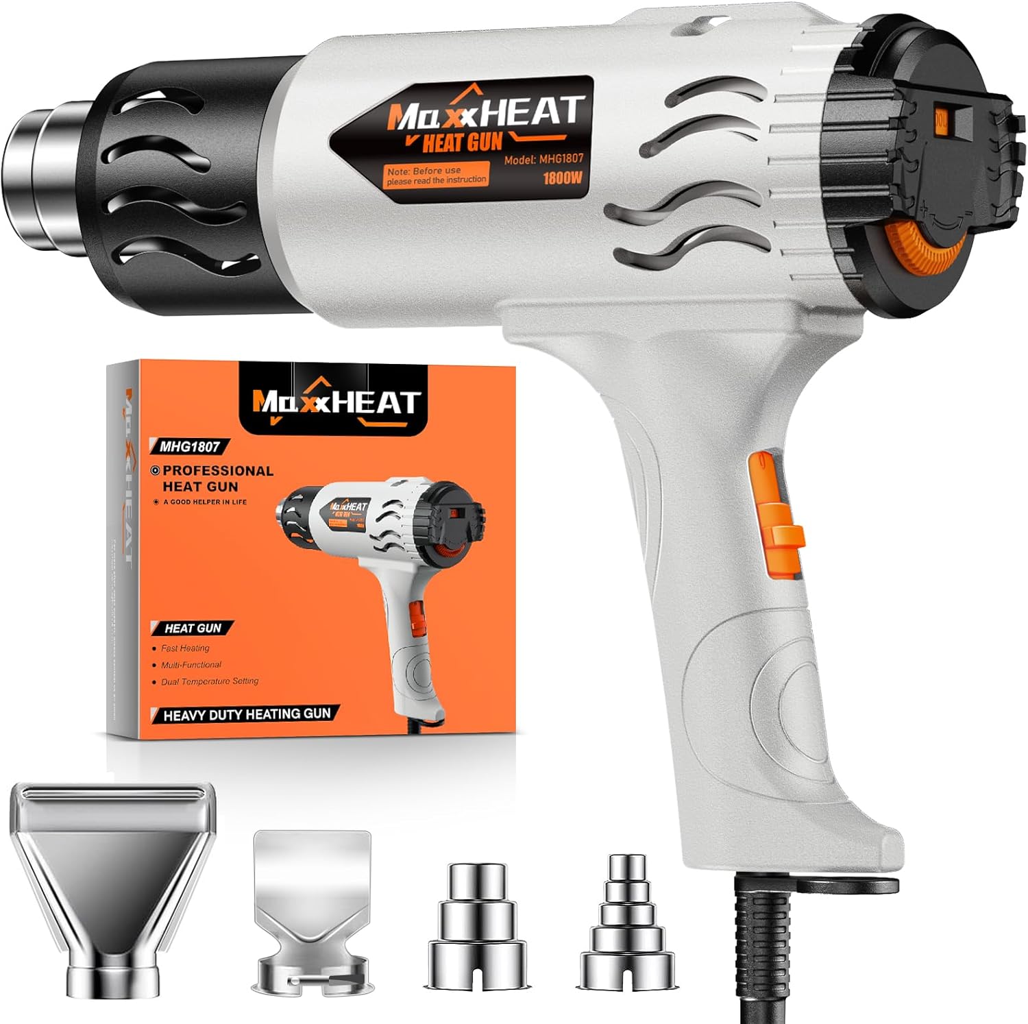 Heat Gun - Newly Upgraded Cool Mode 100℉~1200℉ with Dual Fuses for Shrink Tubing...