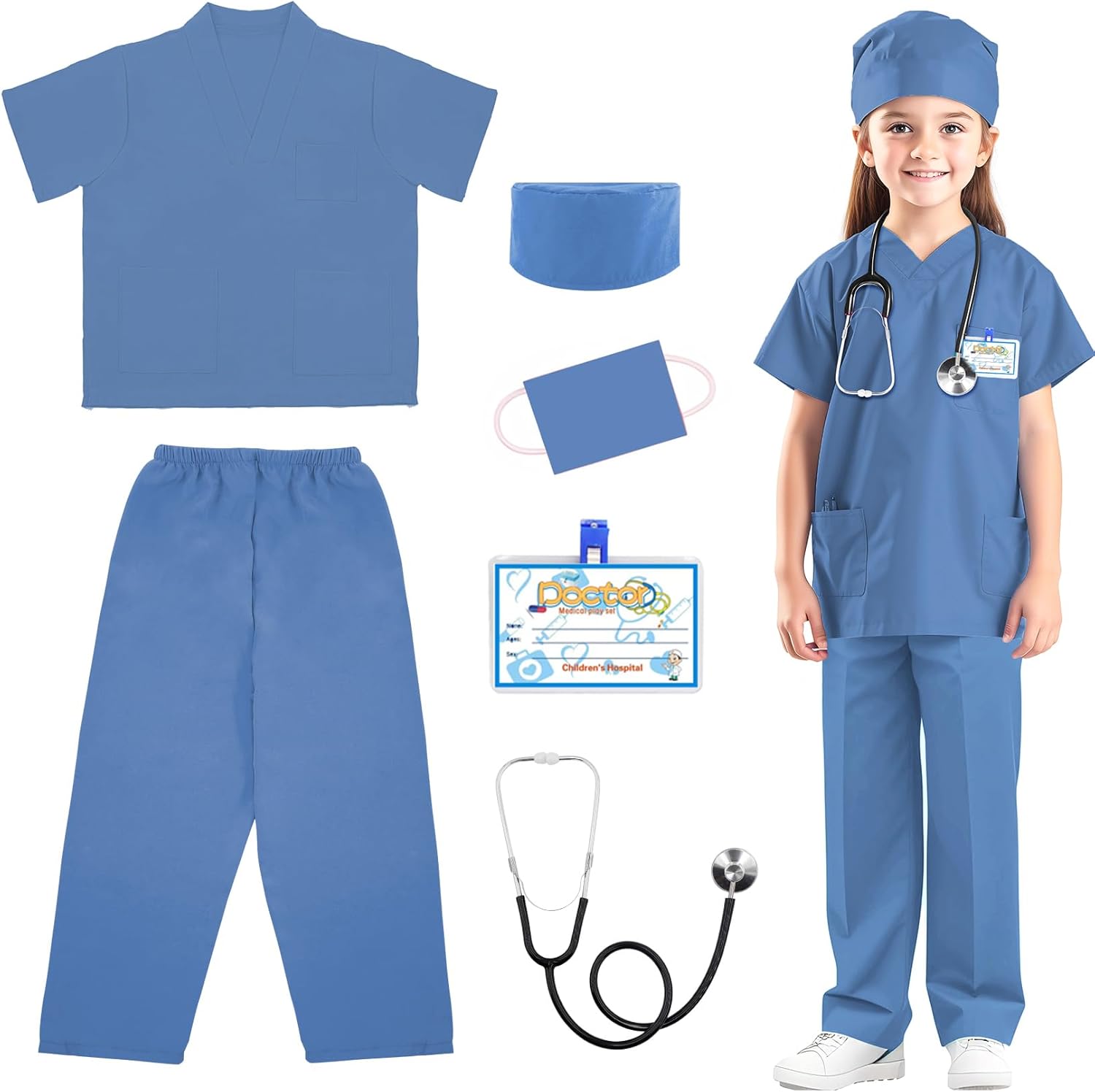 RioRand Doctor Costume for Kids, Special Toddler Nurse Scrubs with Accessories,...