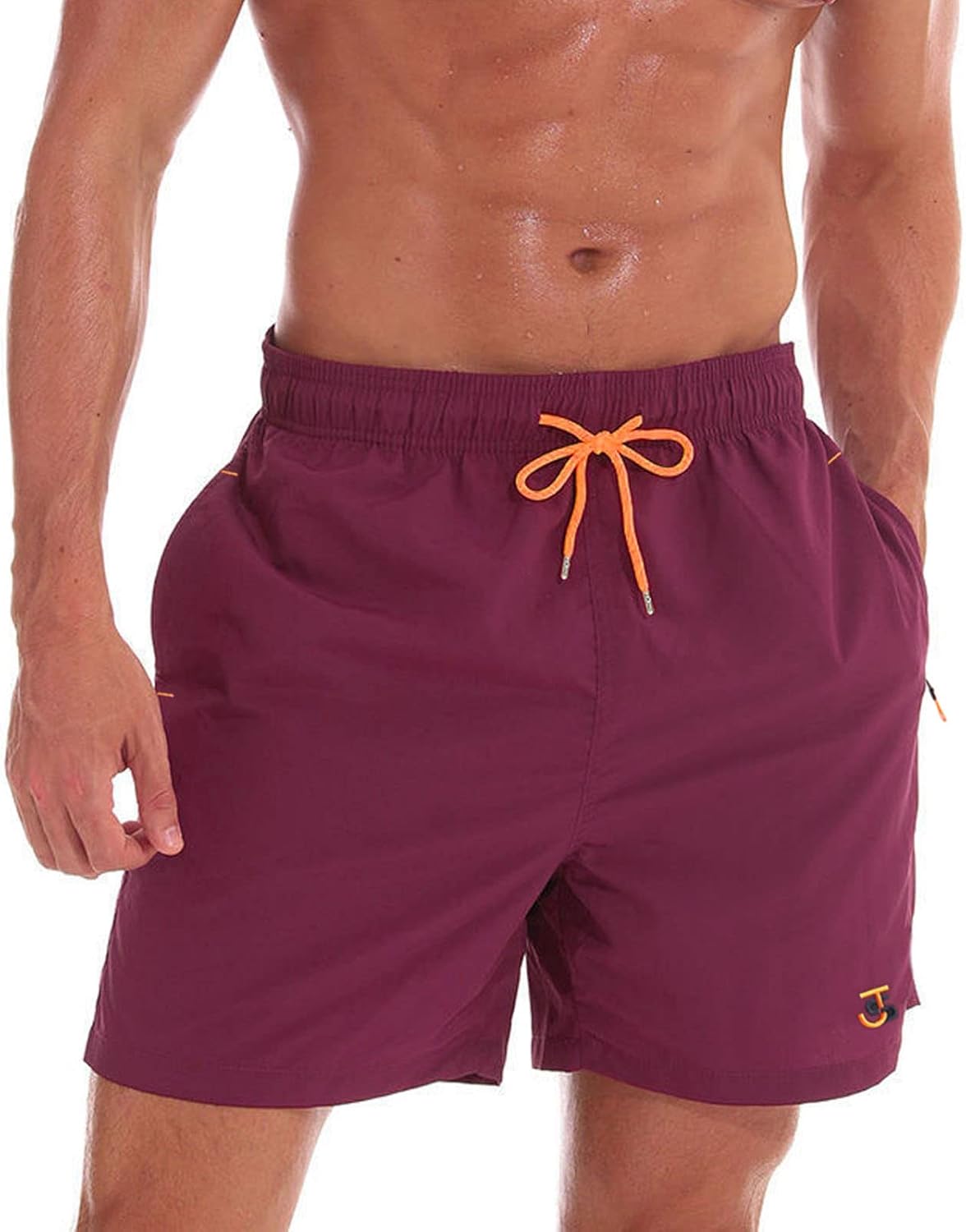 JustSun Mens Swim Shorts, Special Swim Trunks with Zip Pockets, Innovative Quick...