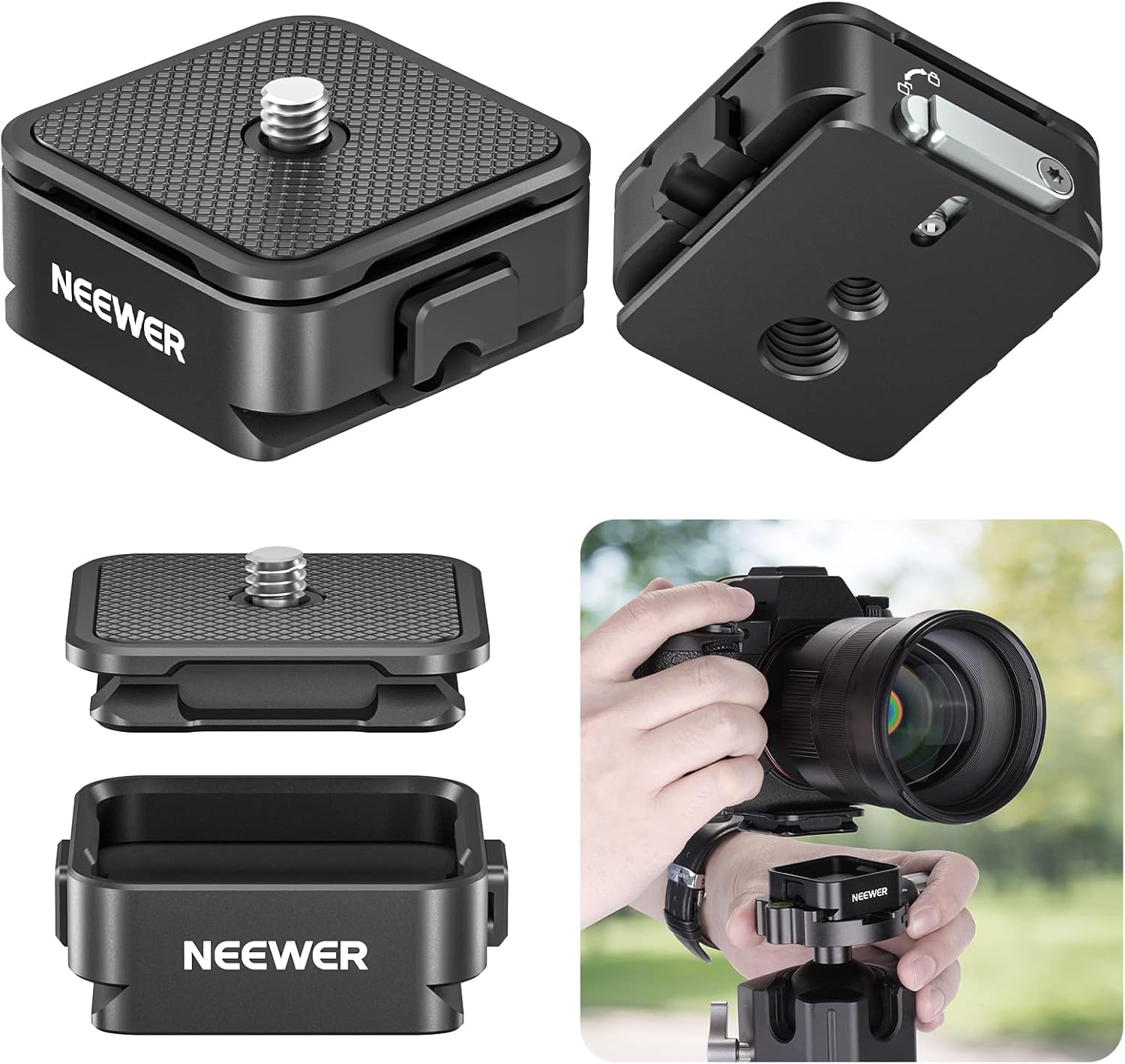 NEEWER Arca Type Quick Release Plate Kit, Four Side Slot Compatible with Arca Sw...
