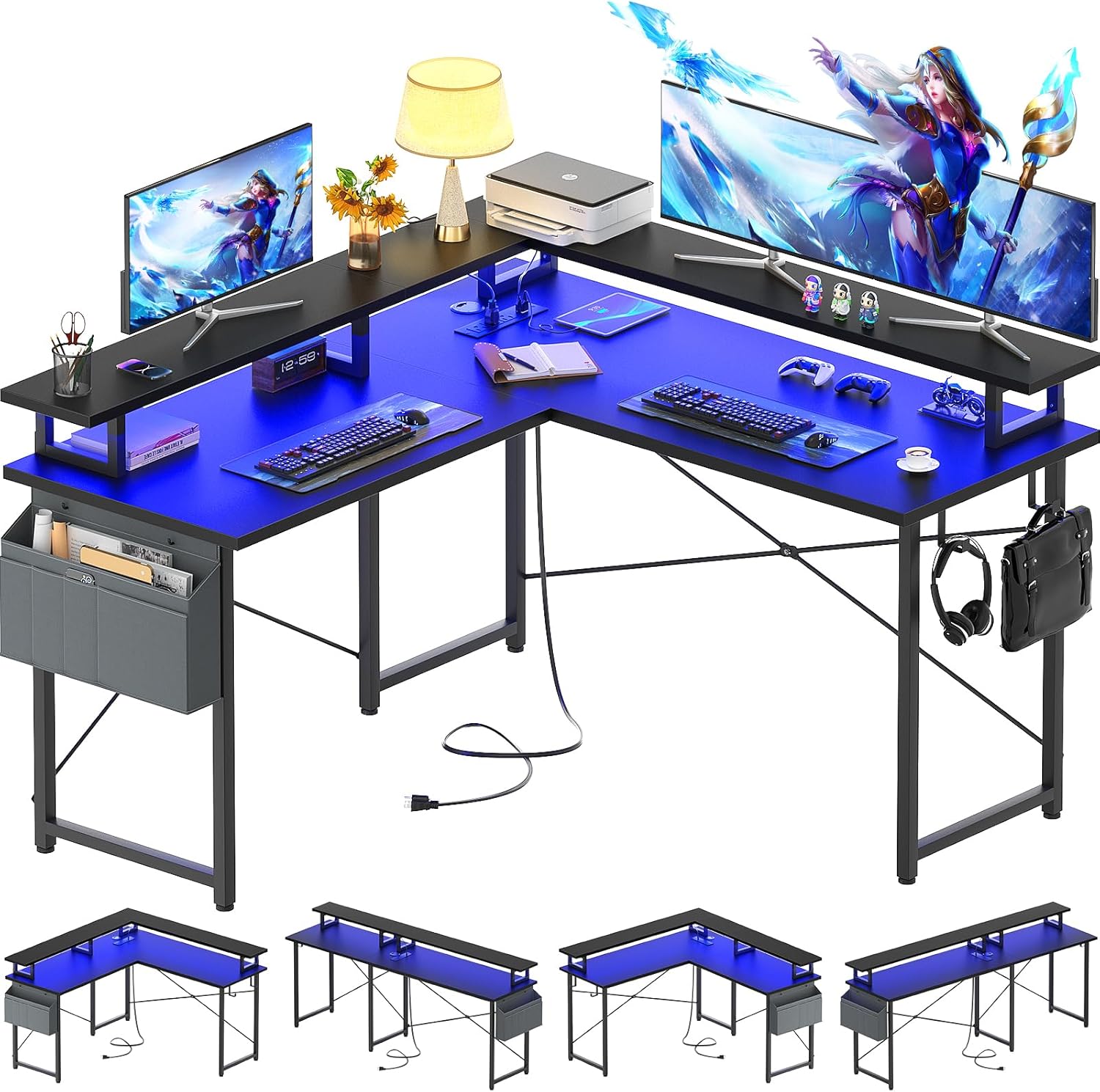 armocity L Shaped Computer Desk, Special Gaming De...