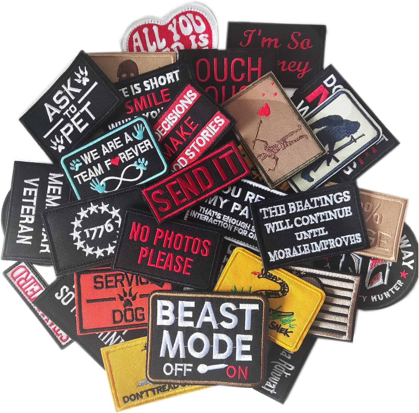 AXEN Tactical Morale Patch Bundle, Special 20 Pieces Full Embroidery Loop and Ho...