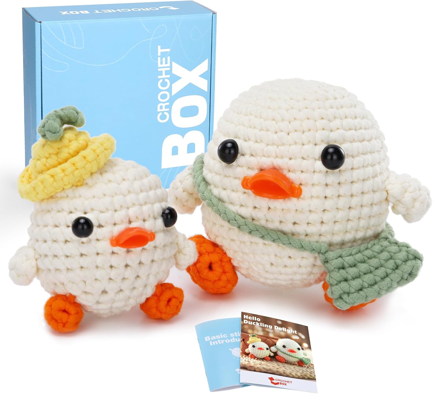 CrochetBox Crochet Kit for Beginners: Parent-Child Duck Crochet Kit, Include Eas...