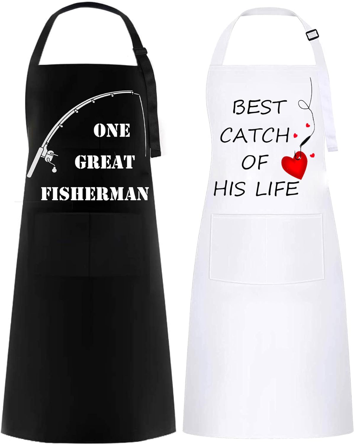 FunChaos 2 PCS Mr & Mrs Couple Aprons Set, Apron for Women and Men, Couple Gift...