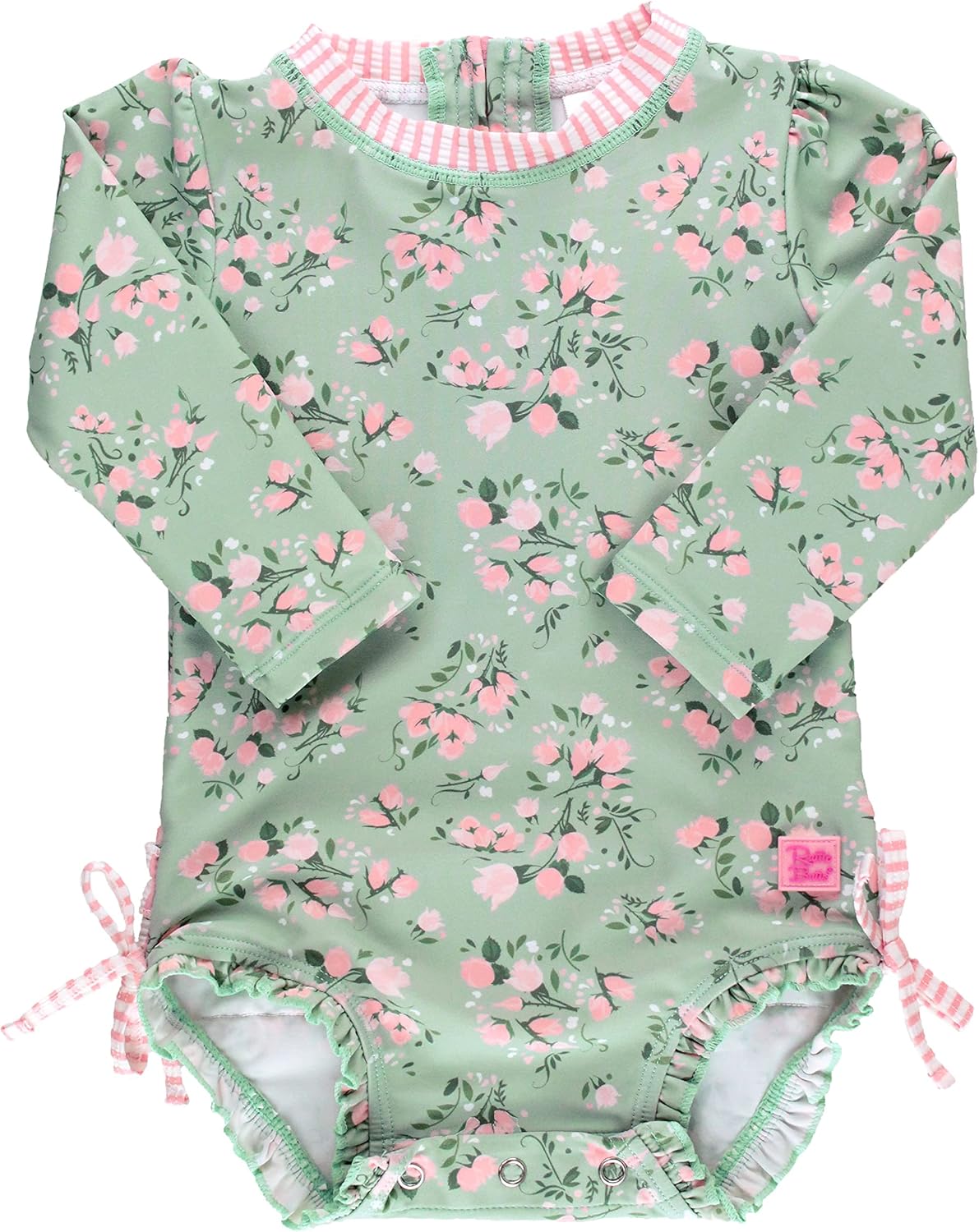 RuffleButts® Girls Swimwear, Special UPF 50 Sun Protection Long Sleeve One Piece...