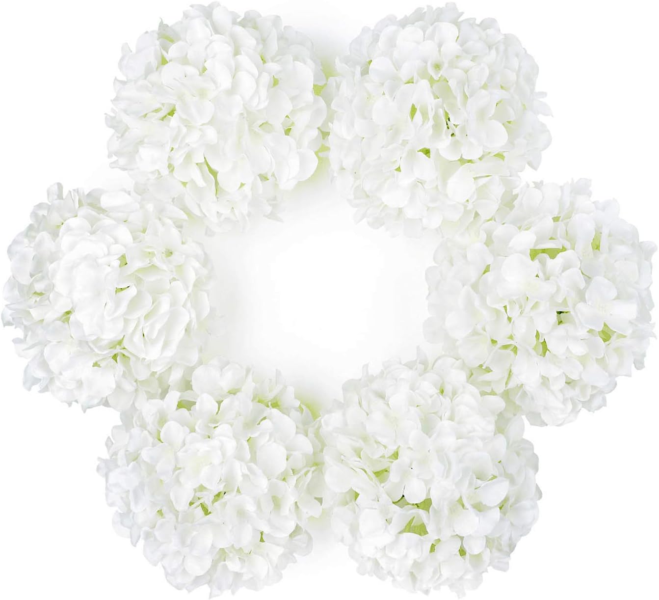 DuHouse Artificial Bigger Silk Hydrangea Flower Heads with Stem Fake White Hydra...