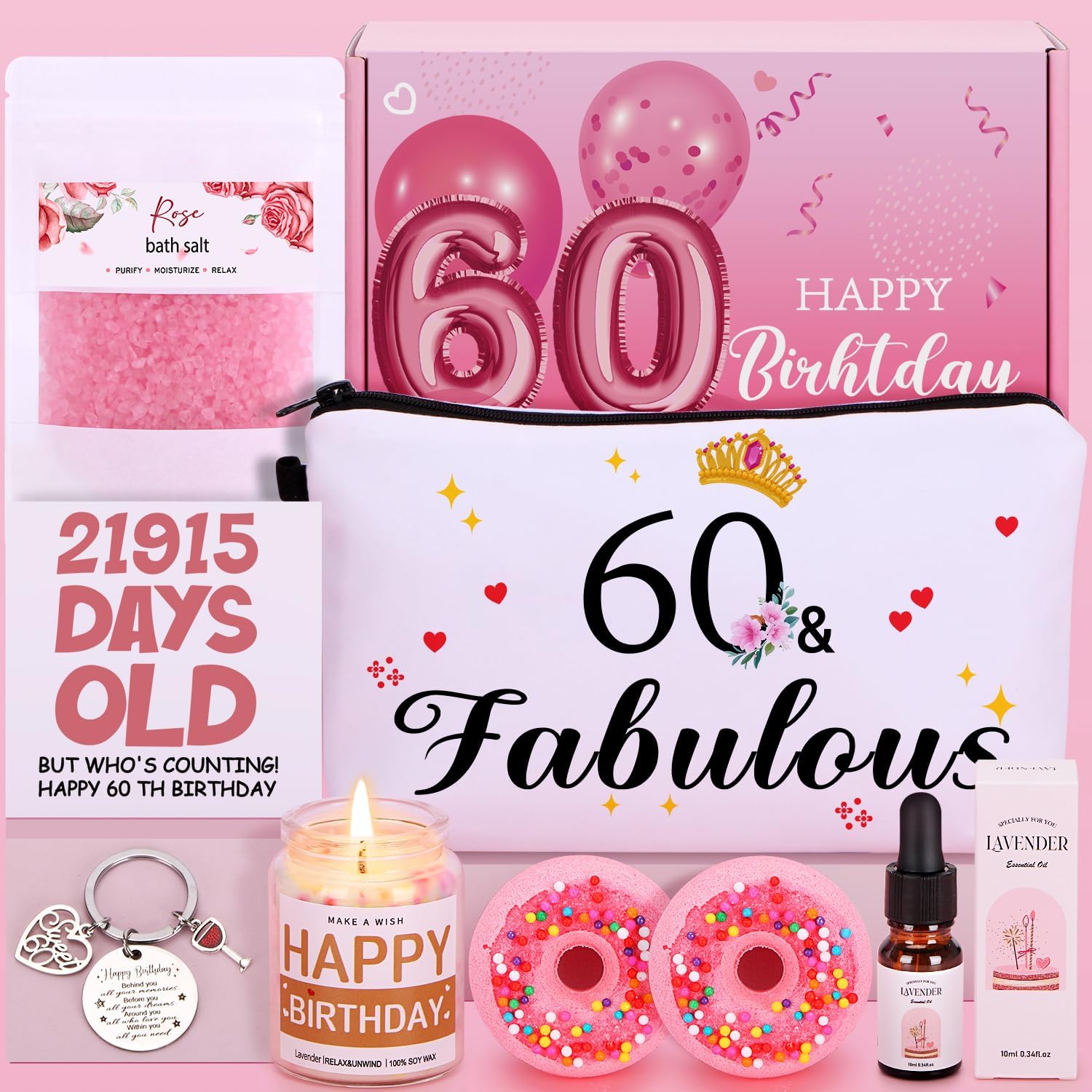 60TH Birthday Pamper Gifts For Women, Unique Birthday Gifts For Mum, Best Friend...